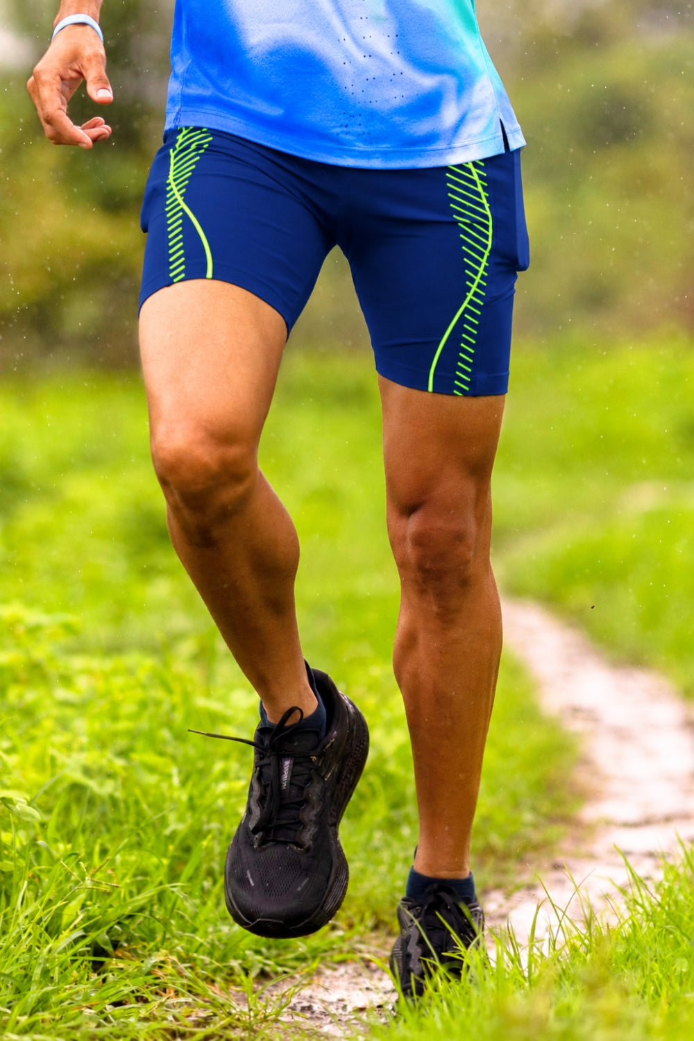 buy men 7 inch running half tights online #Color_Navy-Glow