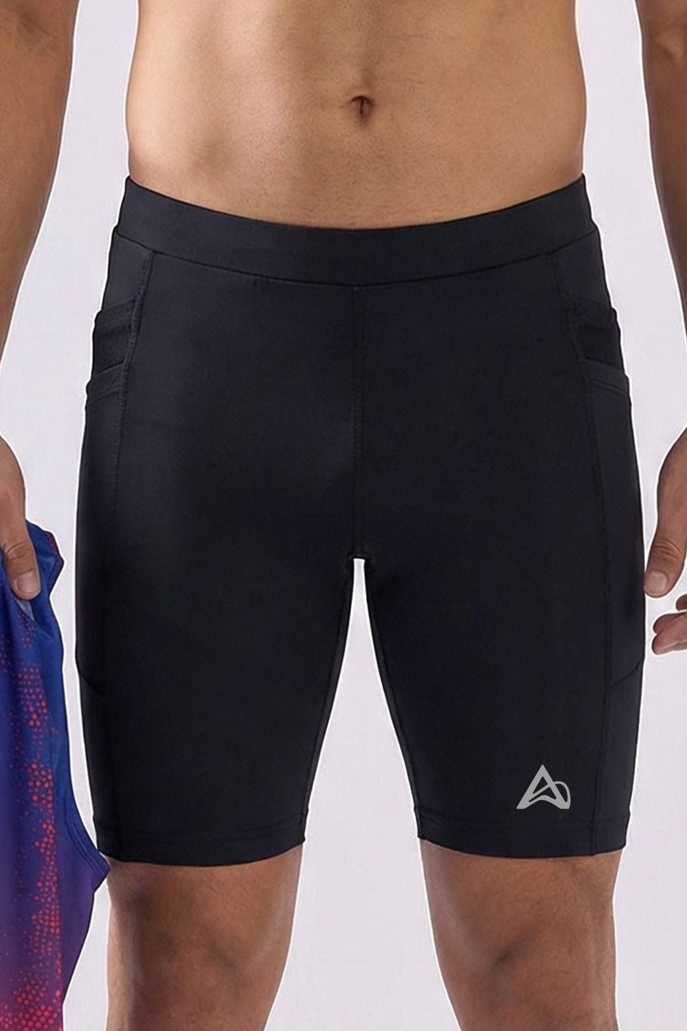 buy men 7 inch running half tights online #Color_Core Black