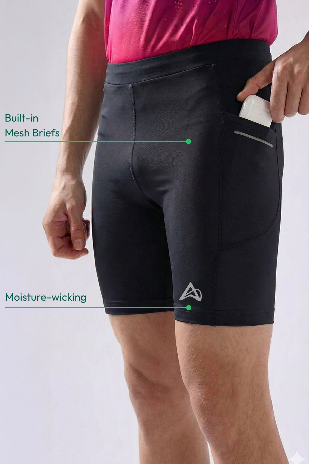 buy men 7 inch running half tights online #Color_Core Black