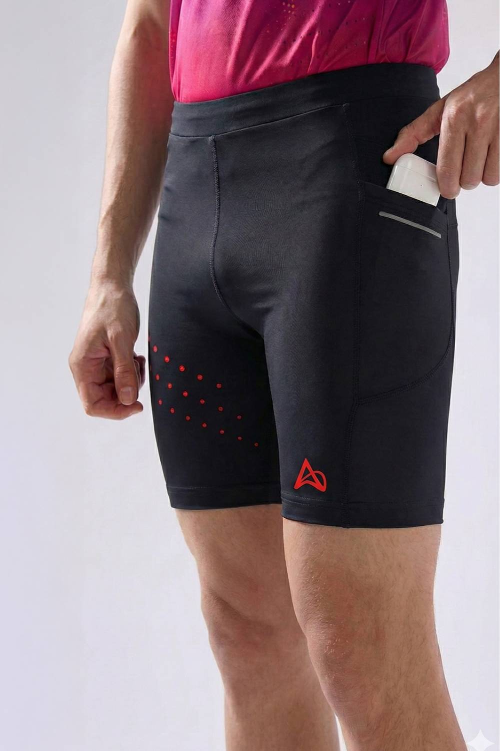 buy men 7 inch running half tights online #Color_Black