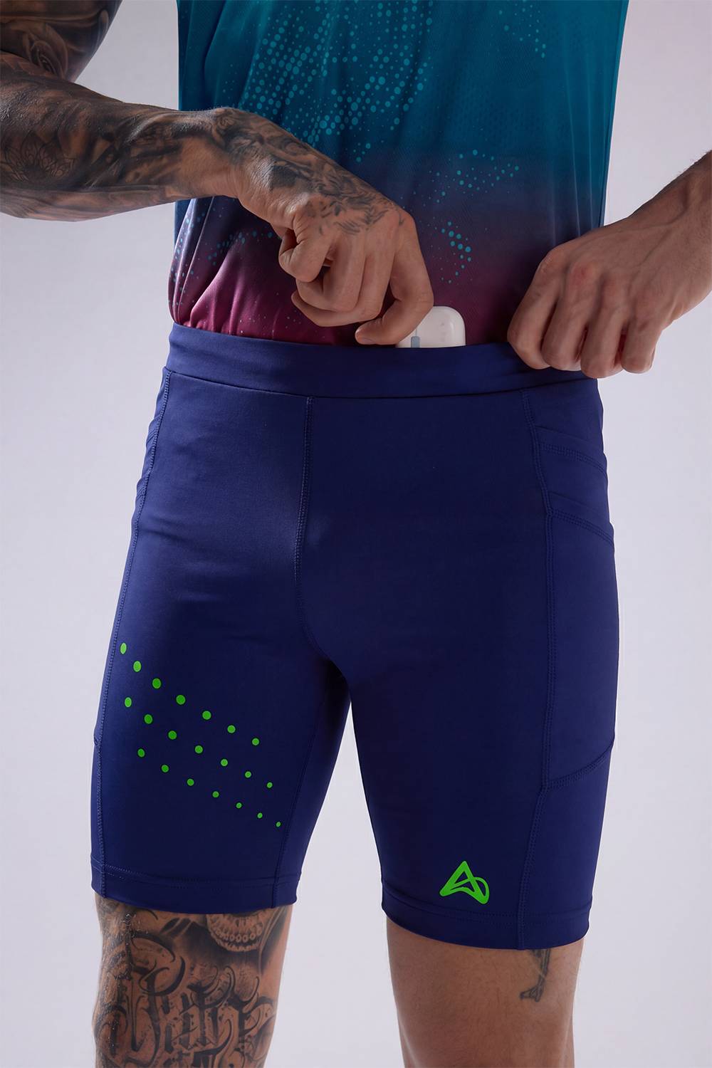buy men 7 inch running half tights online #Color_Ink Blue