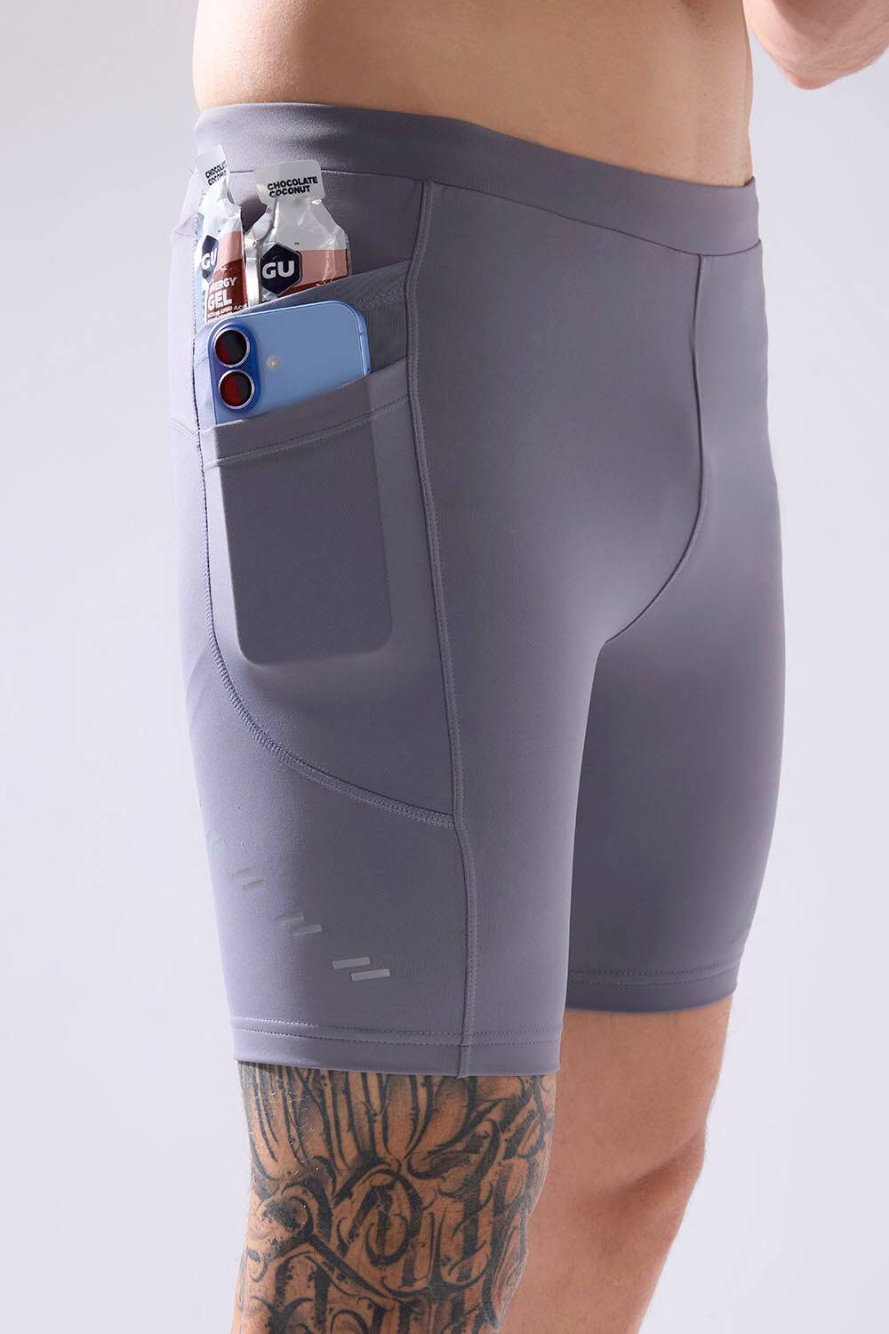 buy comfortable running half tights for long run online #Color_Smoked Pearl