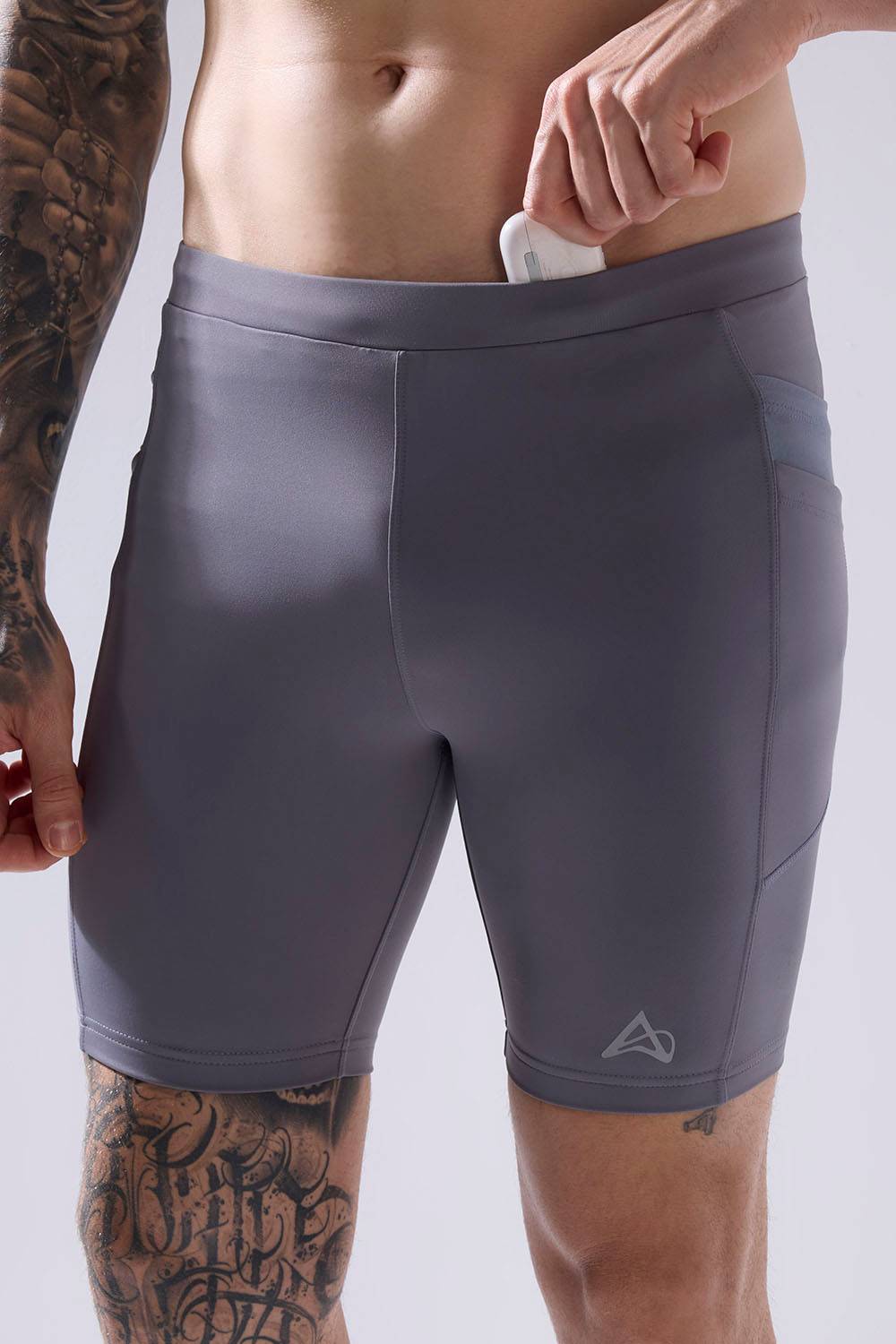 buy comfortable running half tights for long run online #Color_Smoked Pearl