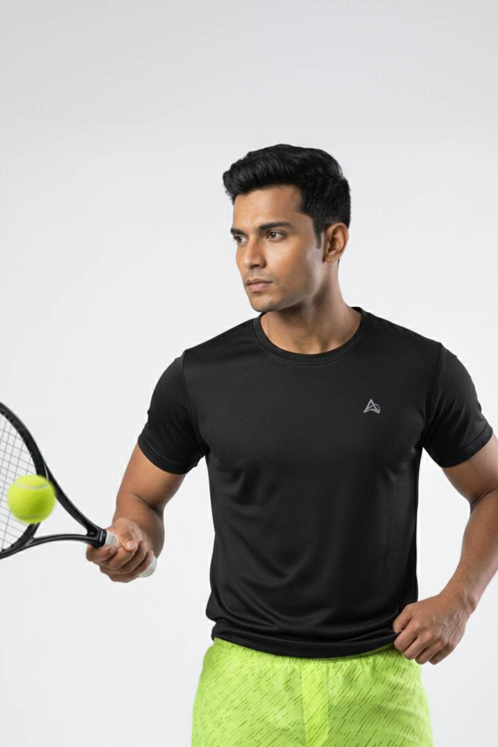 buy gym workout stretchable t-shirts for men #Color_Black