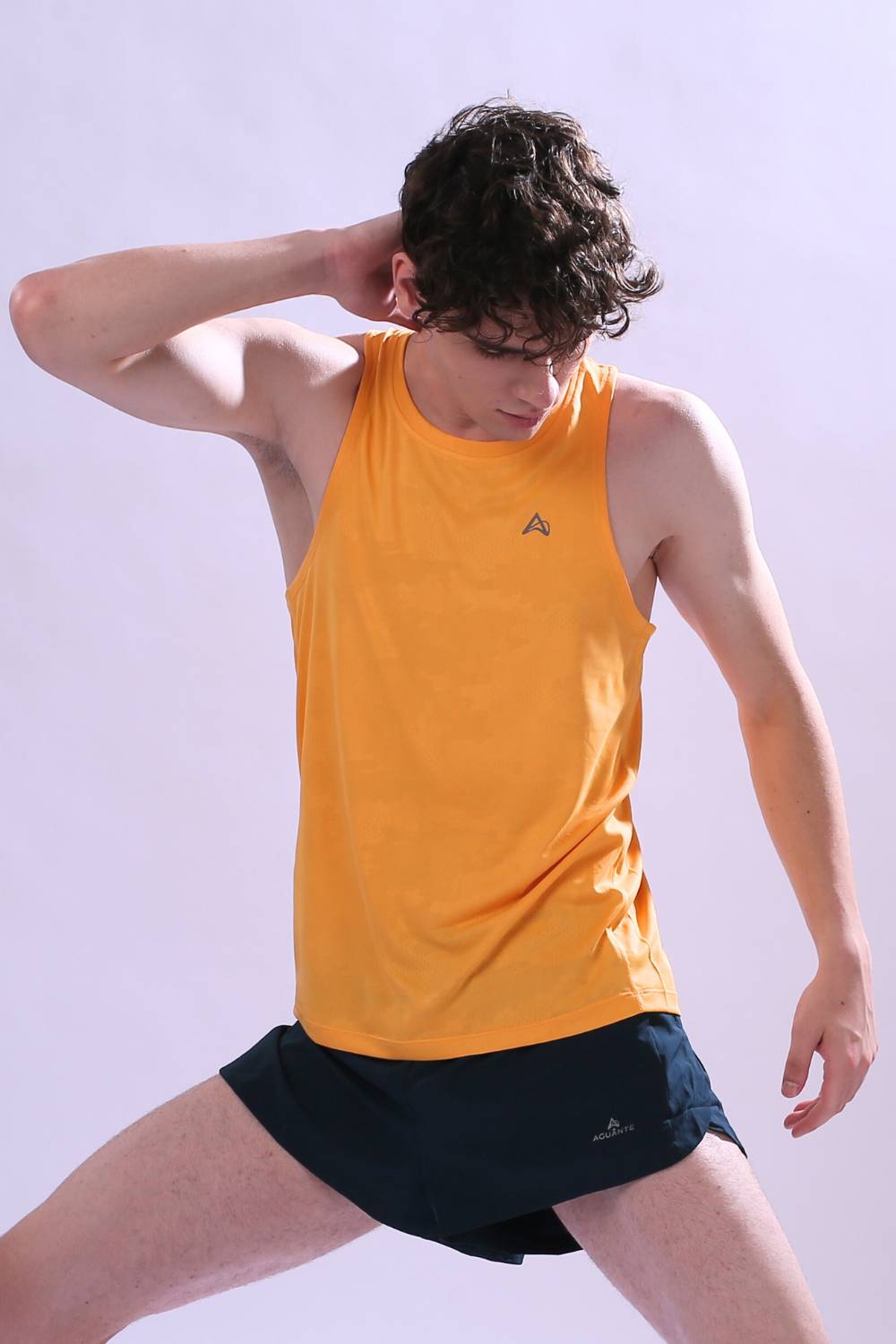Aguante men’s running singlet – moisture-wicking athletic tank top #Color_Citrus