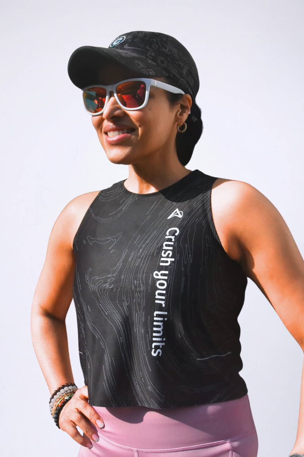 buy women printed running singlet top online #Color_Black Pr