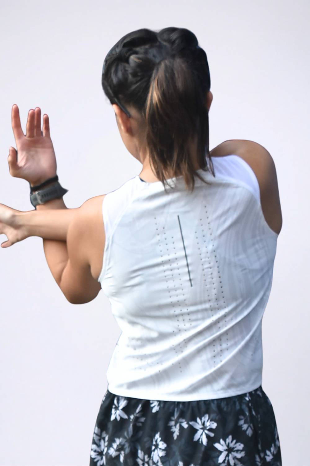 buy women printed running singlet top online #Color_White Pr