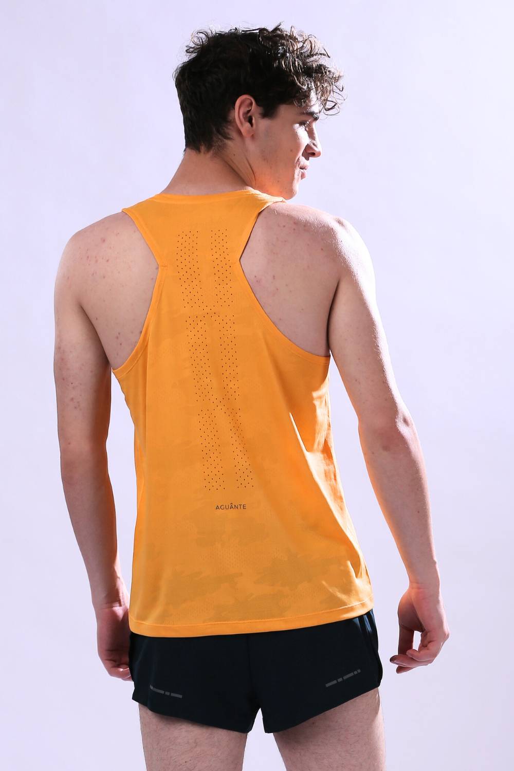 Men’s lightweight running singlet for marathon training – breathable performance wear #Color_Citrus