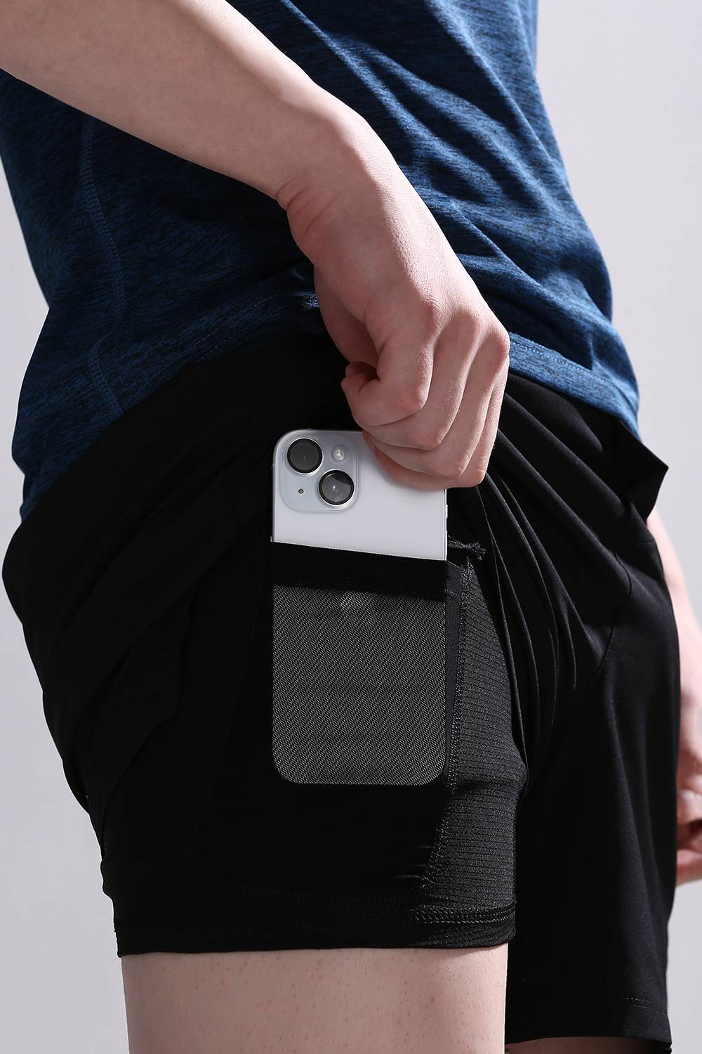 buy men 5 inch running shorts with inner lining #Color_Black