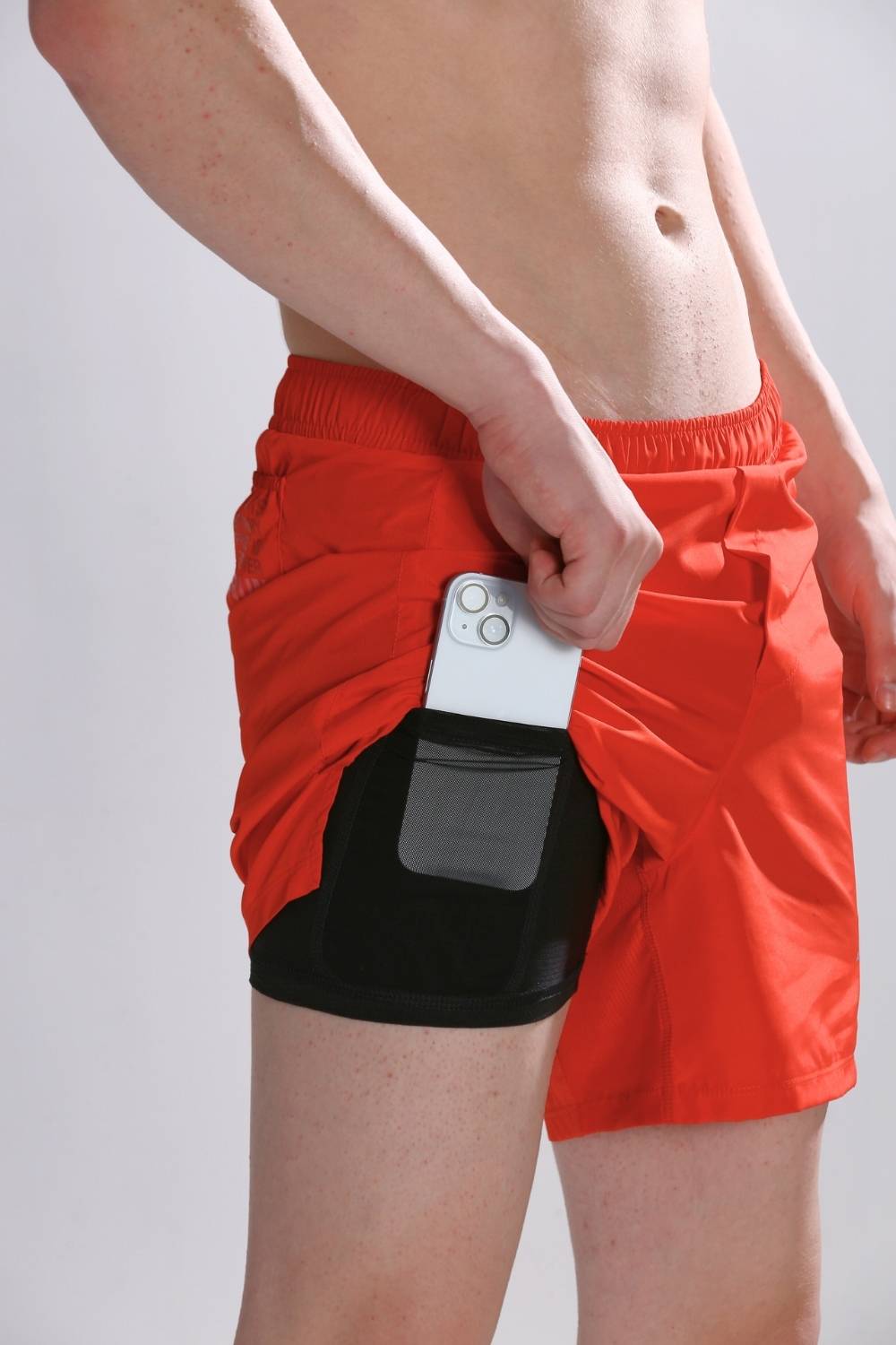 buy men 5 inch running shorts with inner lining #Color_Spicy Red