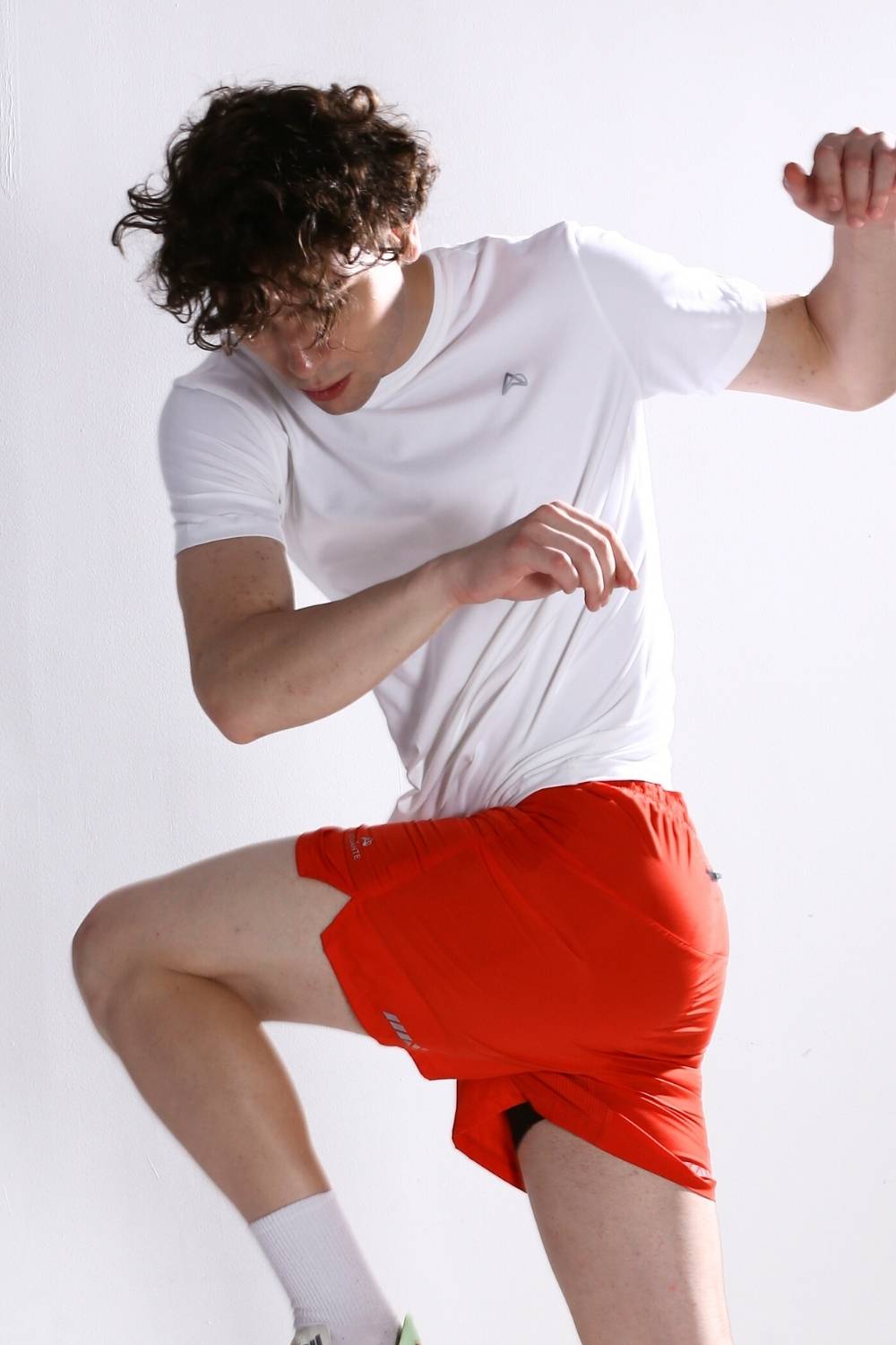 buy men 5 inch running shorts with inner lining #Color_Spicy Red