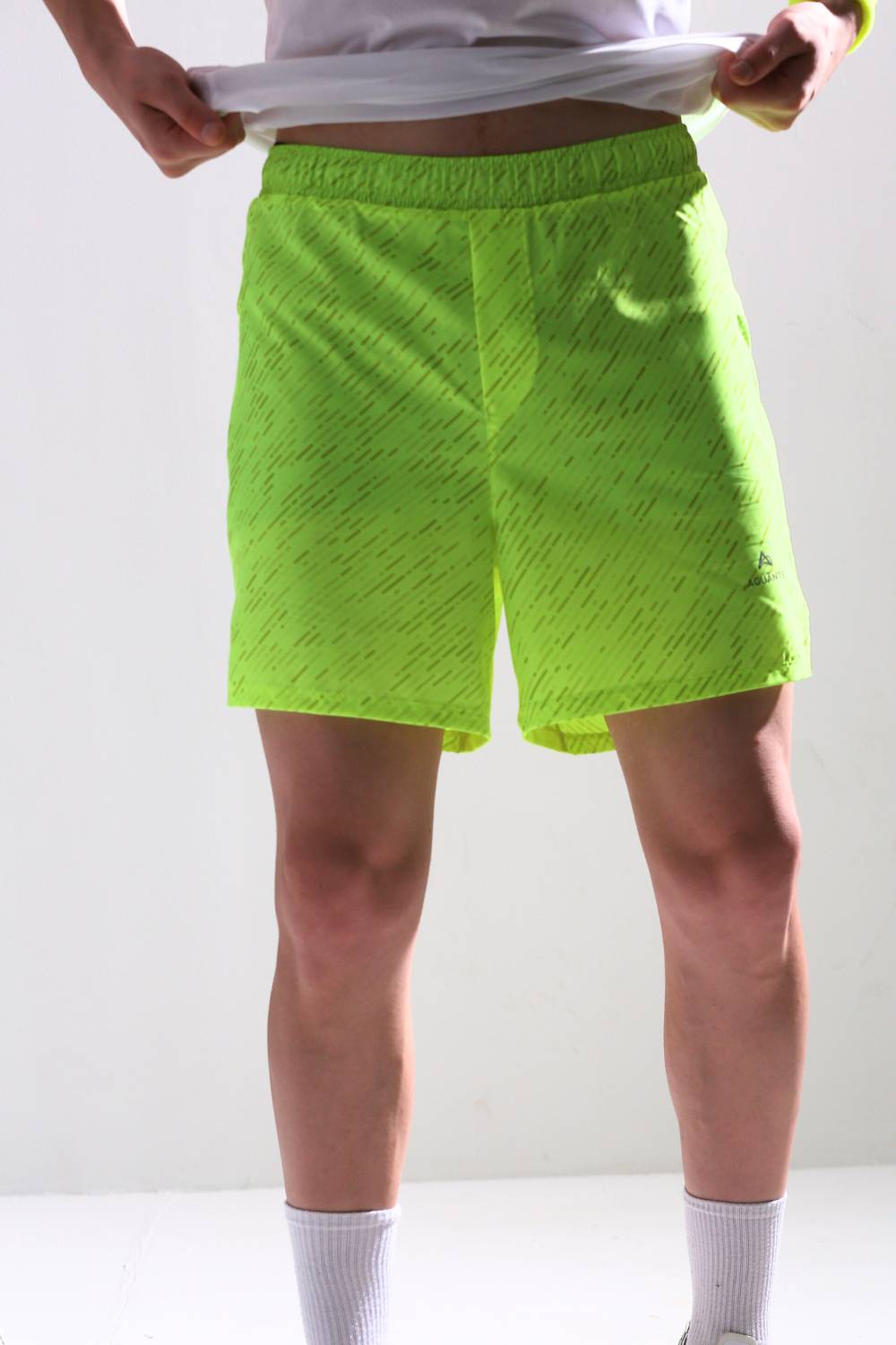 buy men 5 inch running shorts with inner lining #Color_Neon Yellow