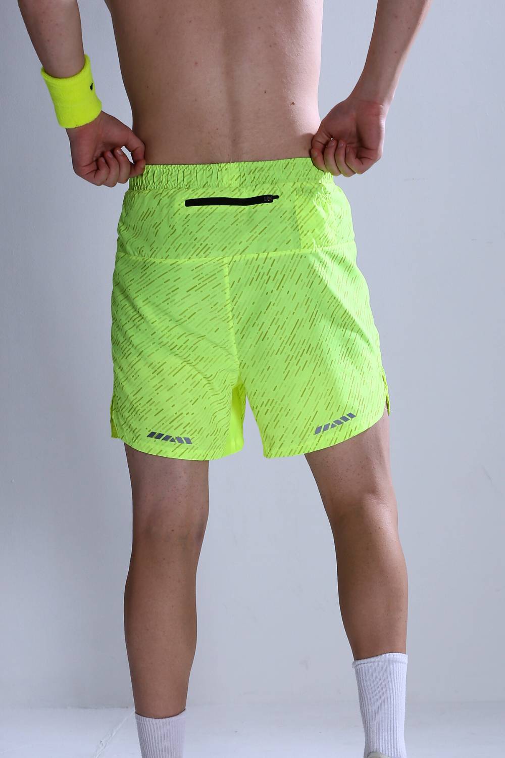 buy men 5 inch running shorts with inner lining #Color_Neon Yellow