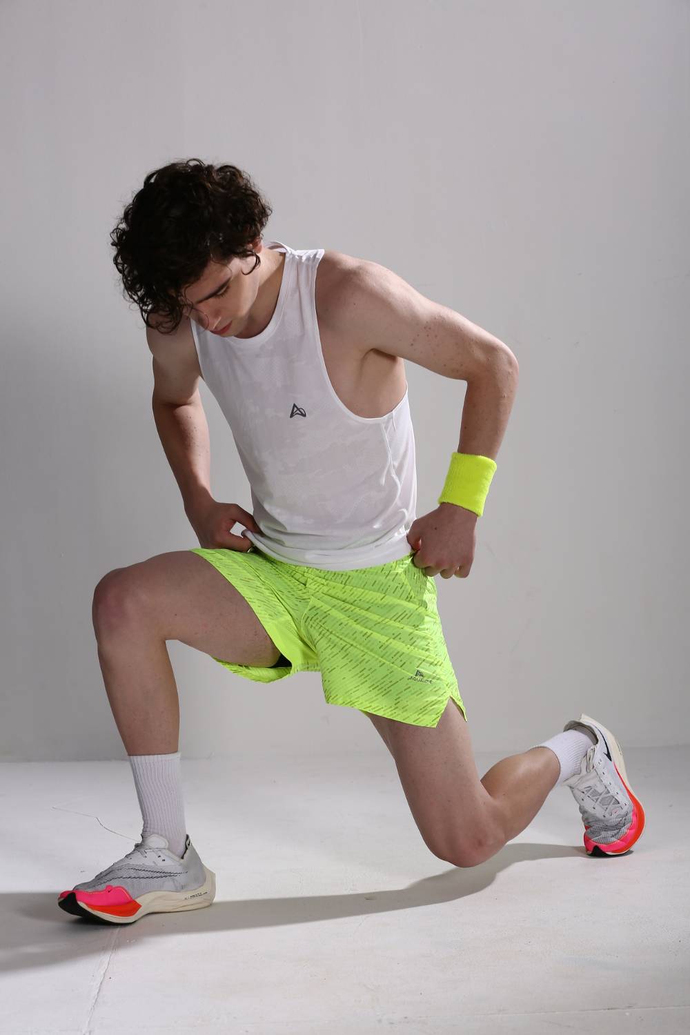 buy men 5 inch running shorts with inner lining #Color_Neon Yellow