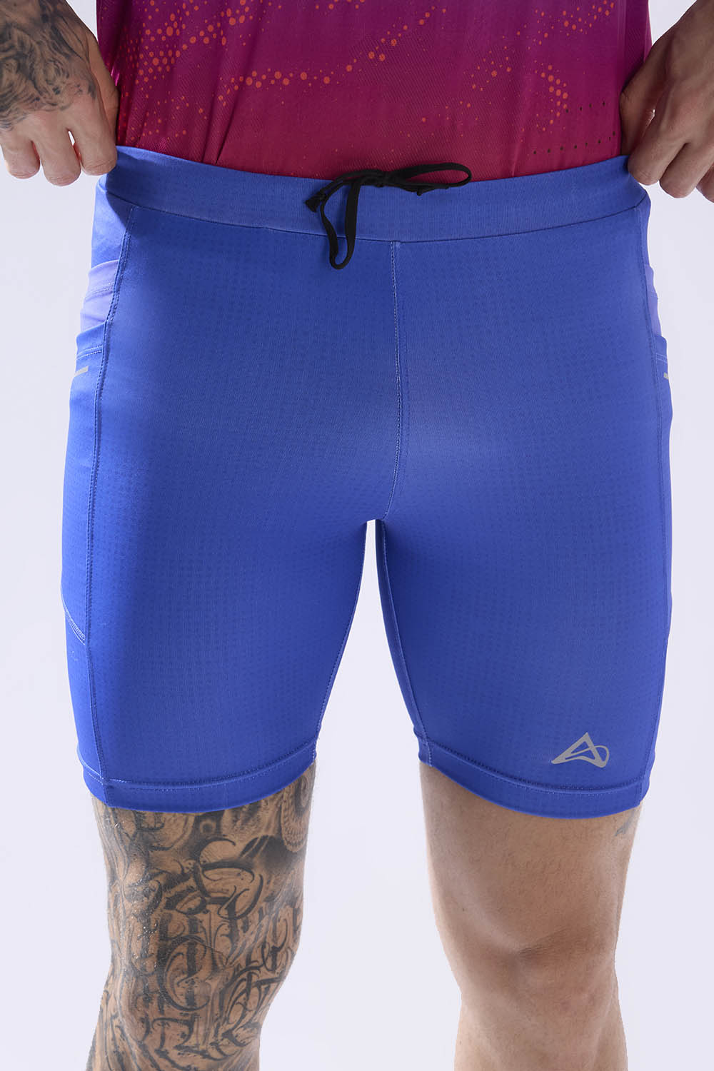 buy men 7 inch running half tights online #Color_Cosmic Blue Pr