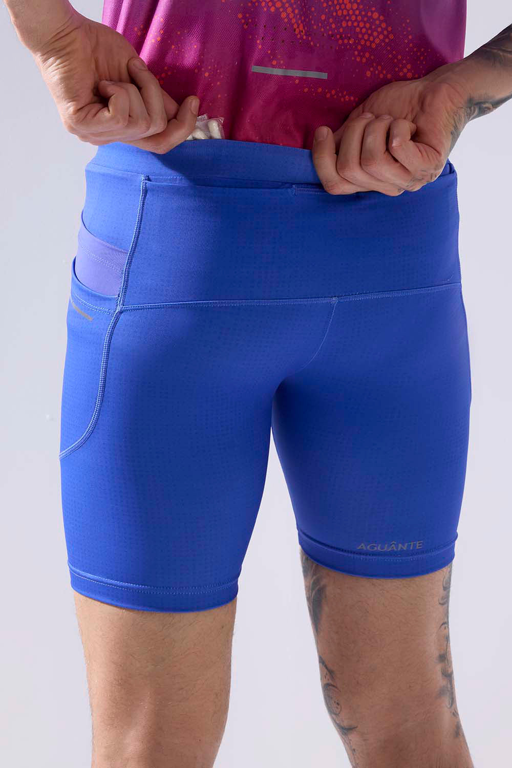 buy men 7 inch running half tights online #Color_Cosmic Blue Pr