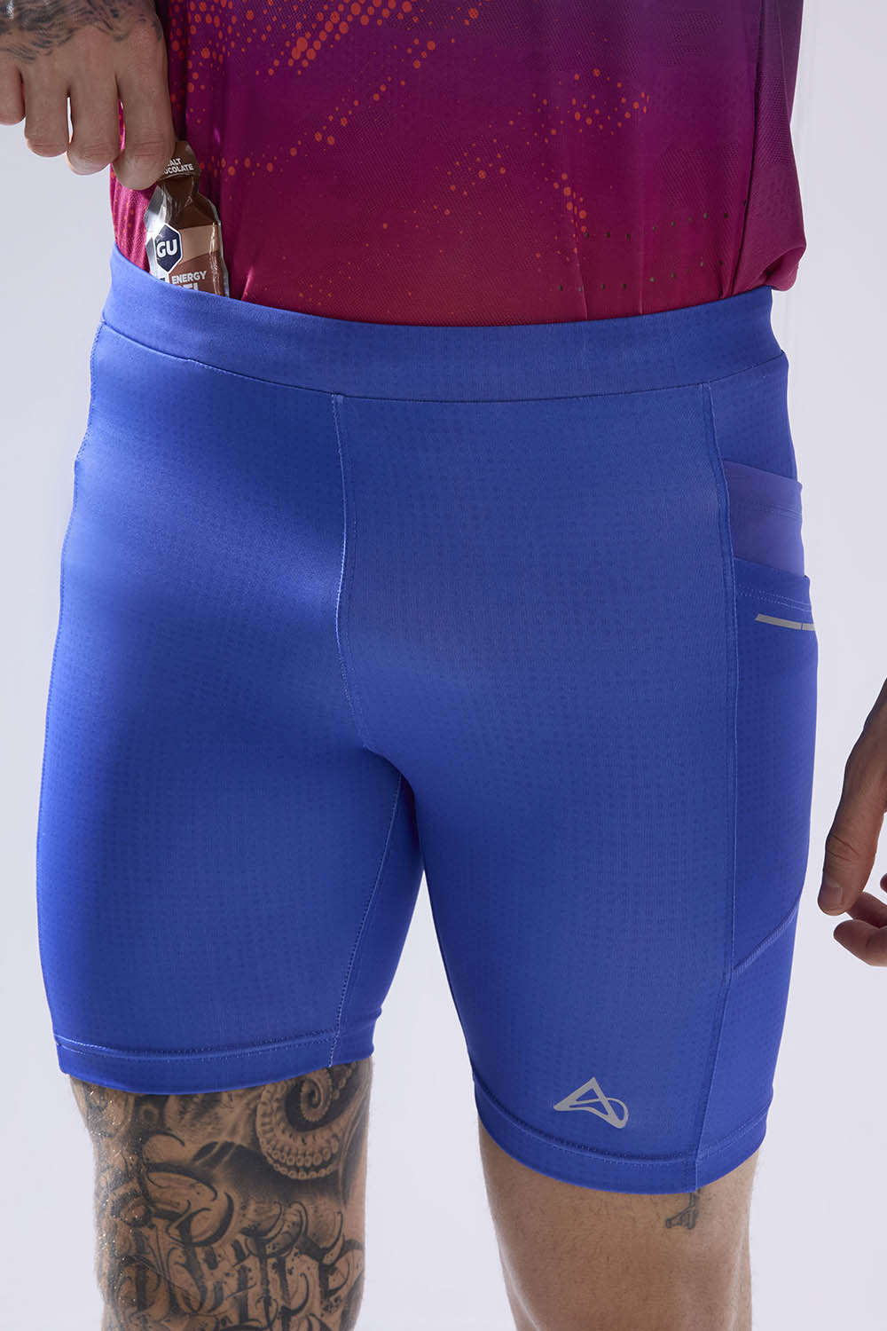 buy men 7 inch running half tights online #Color_Cosmic Blue Pr