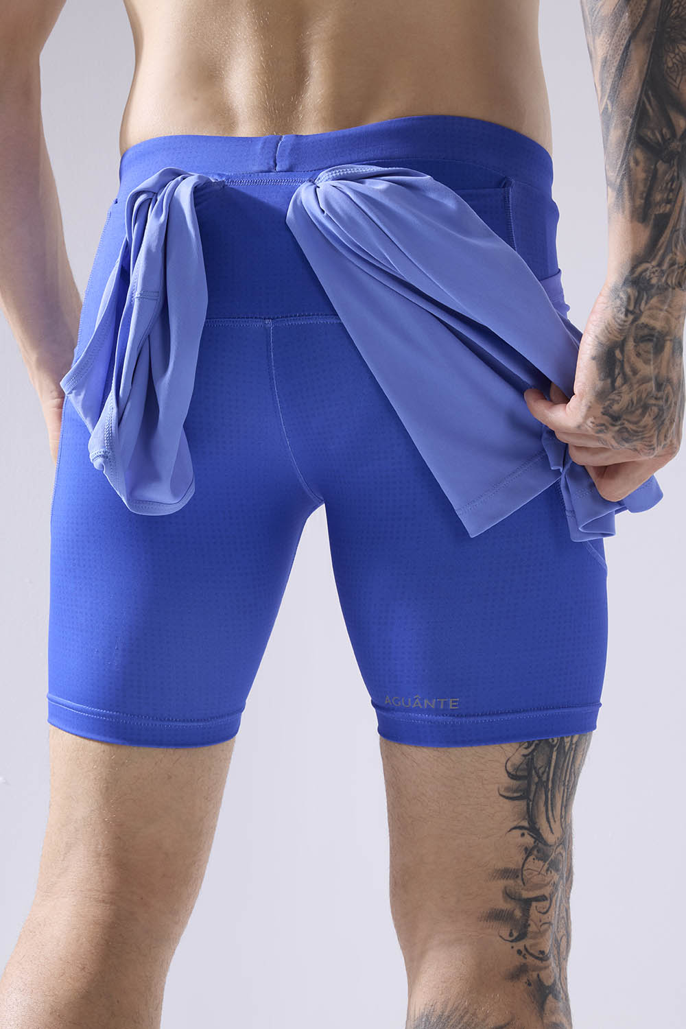 buy men 7 inch running half tights online #Color_Cosmic Blue Pr