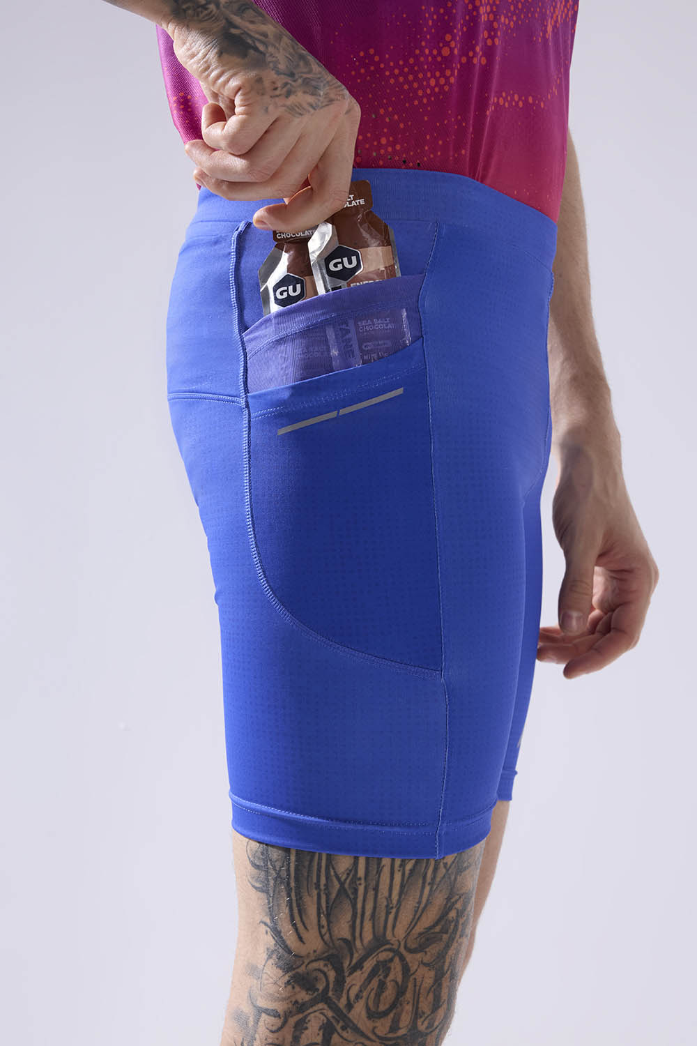 buy men 7 inch running half tights online #Color_Cosmic Blue Pr