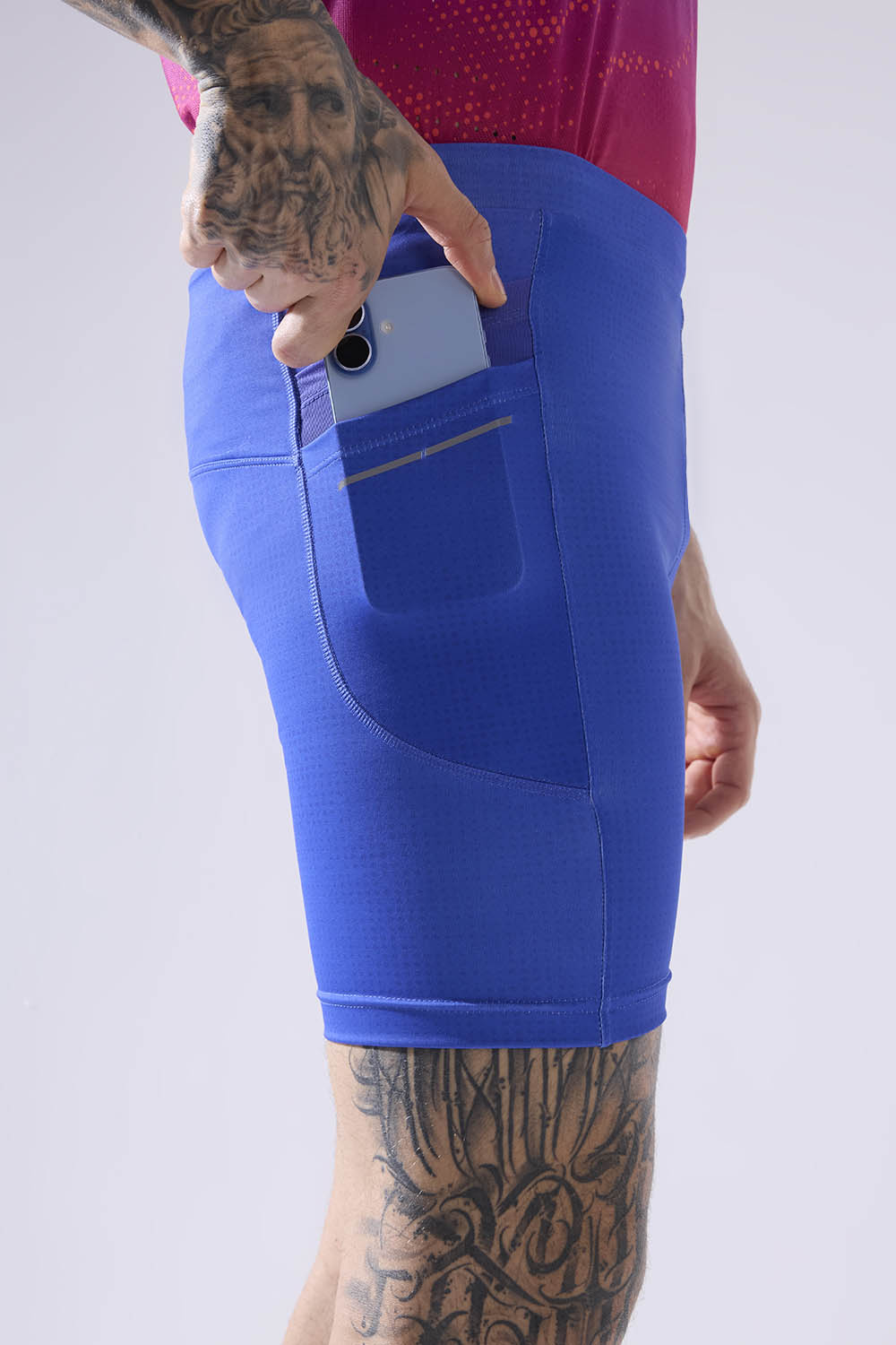 buy men 7 inch running half tights online #Color_Cosmic Blue Pr