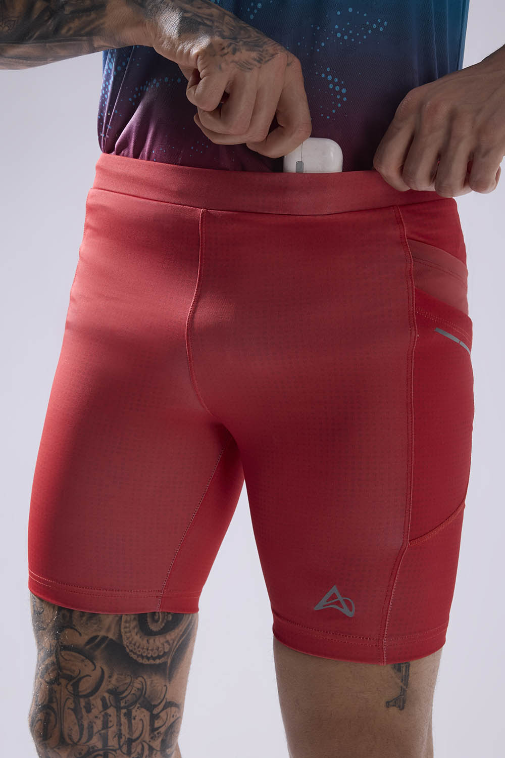 buy men 7 inch running half tights online #Color_Ignite Red Pr
