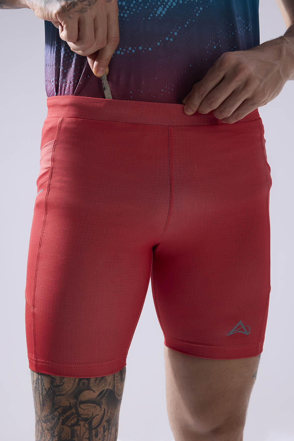 buy men 7 inch running half tights online #Color_Ignite Red Pr