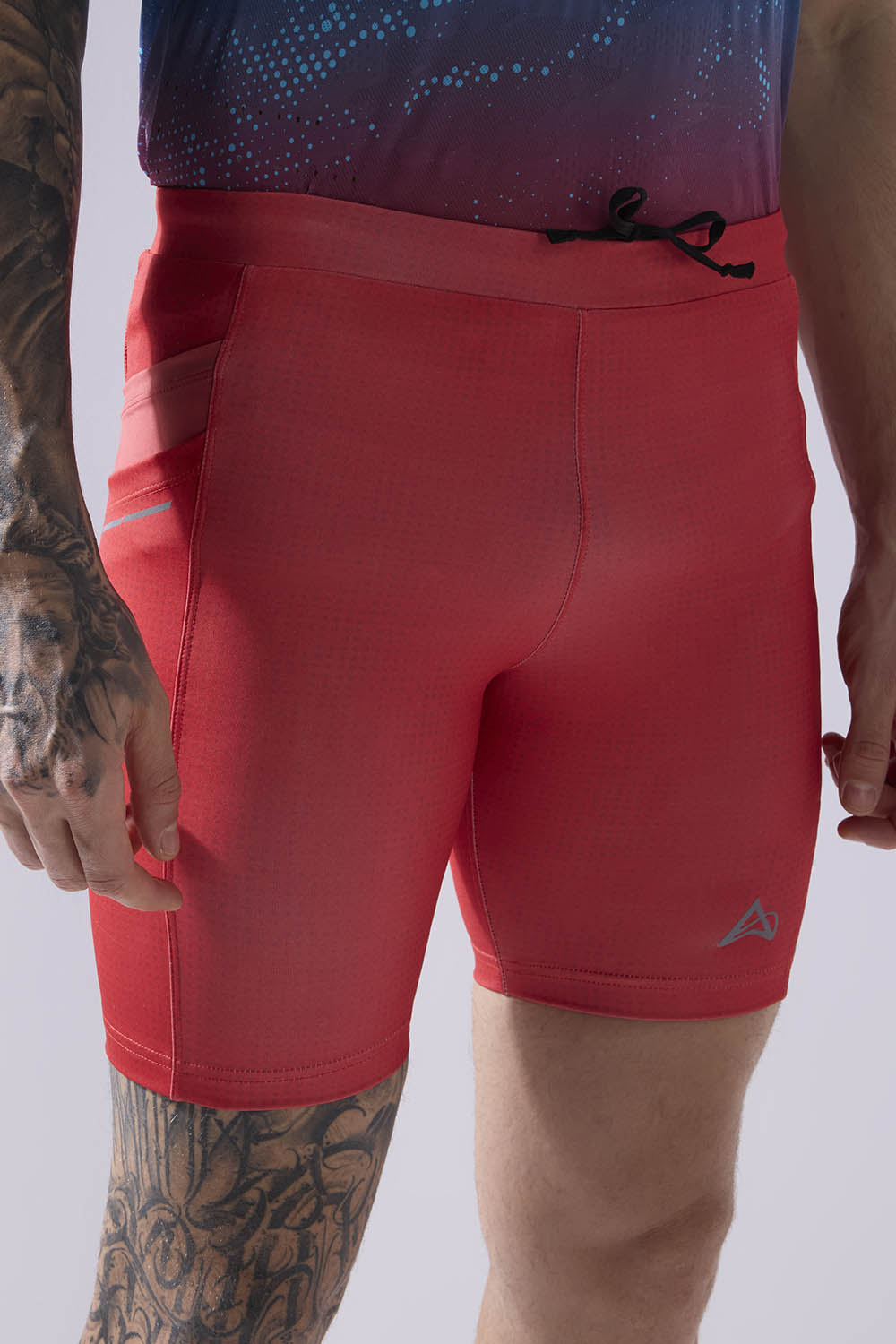 buy men 7 inch running half tights online #Color_Ignite Red Pr