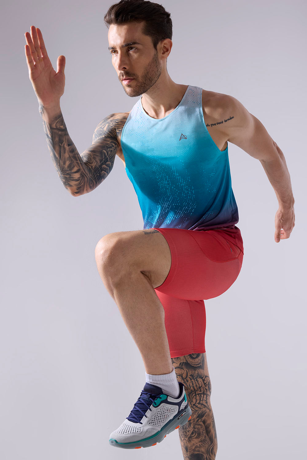buy men 7 inch running half tights online #Color_Ignite Red Pr