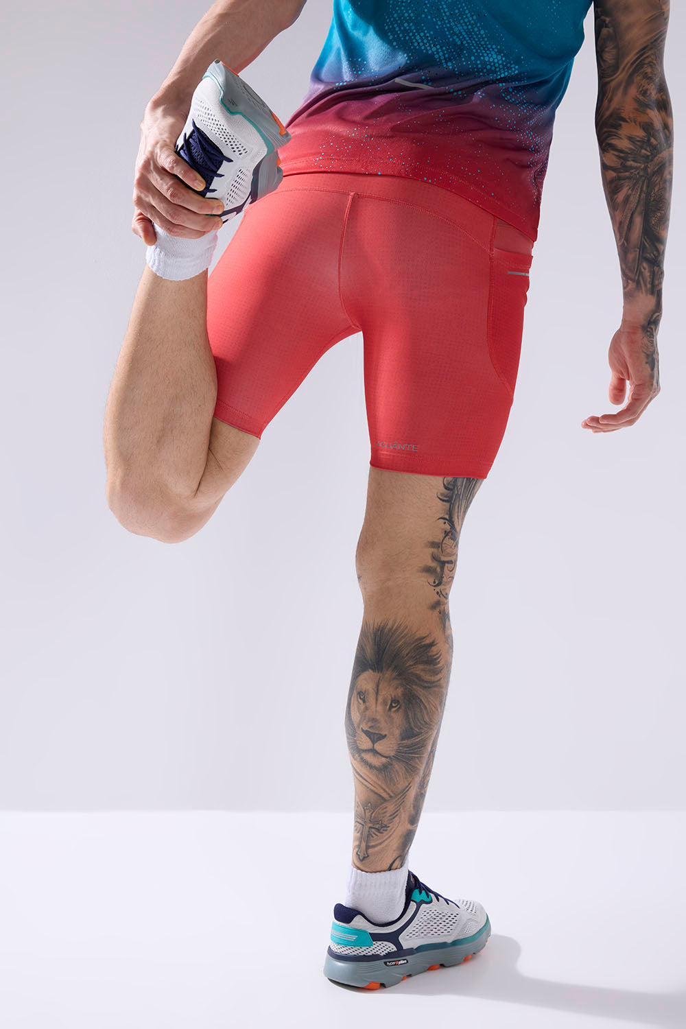 buy men 7 inch running half tights online #Color_Ignite Red Pr