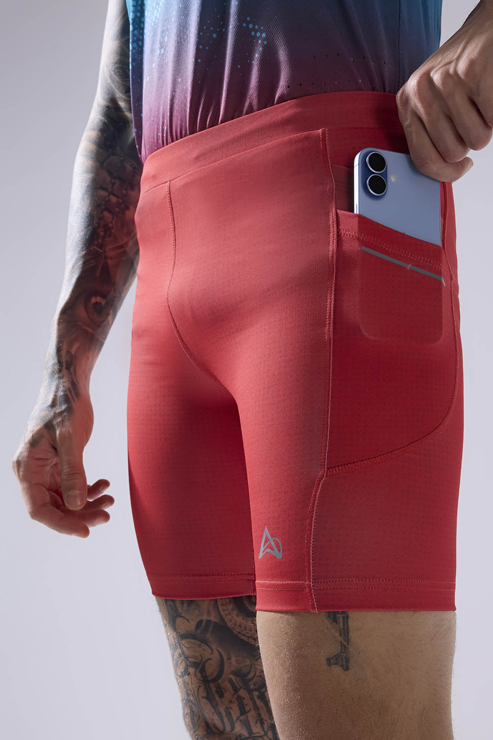 buy men 7 inch running half tights online #Color_Ignite Red Pr