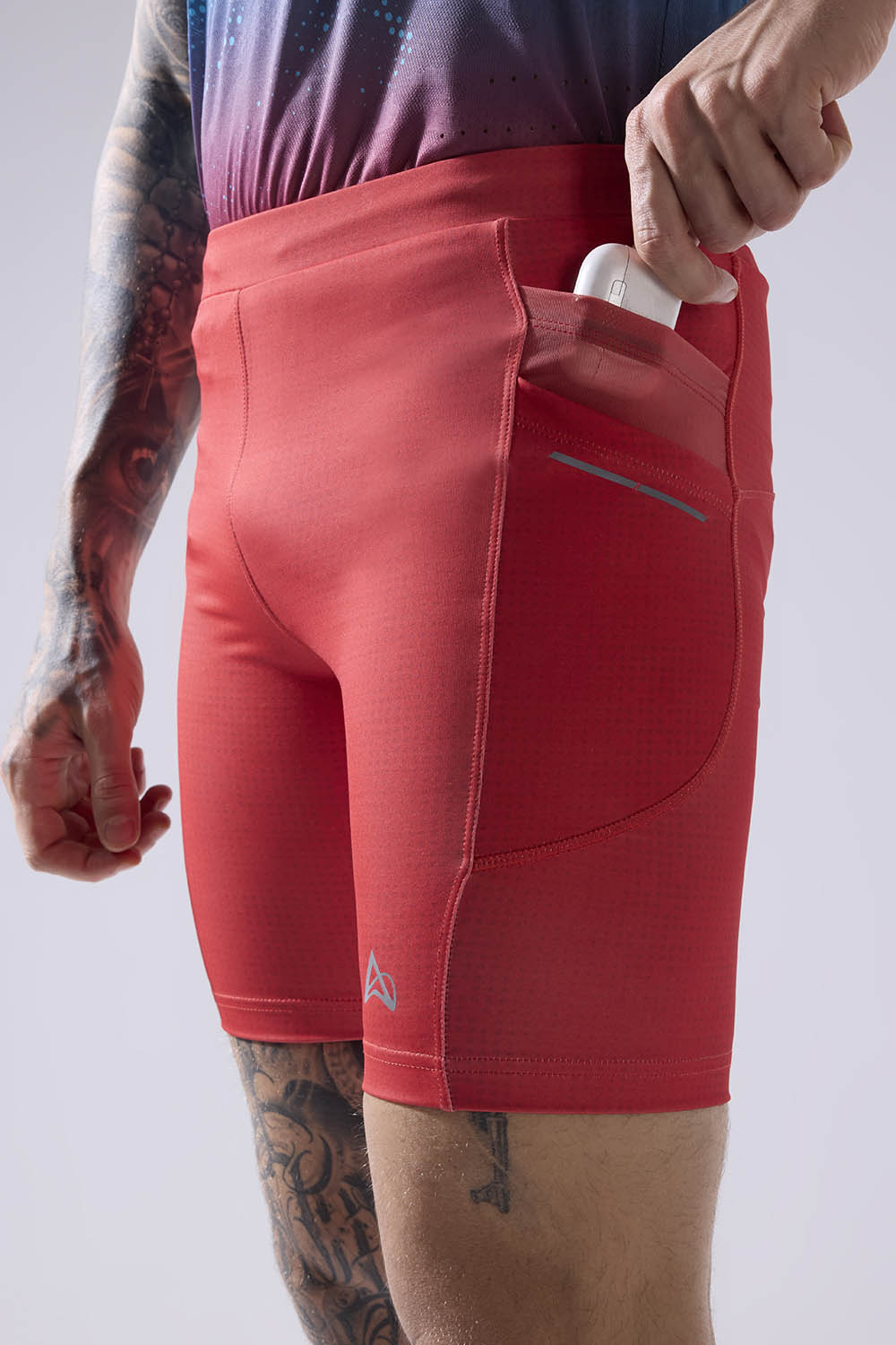 buy men 7 inch running half tights online #Color_Ignite Red Pr