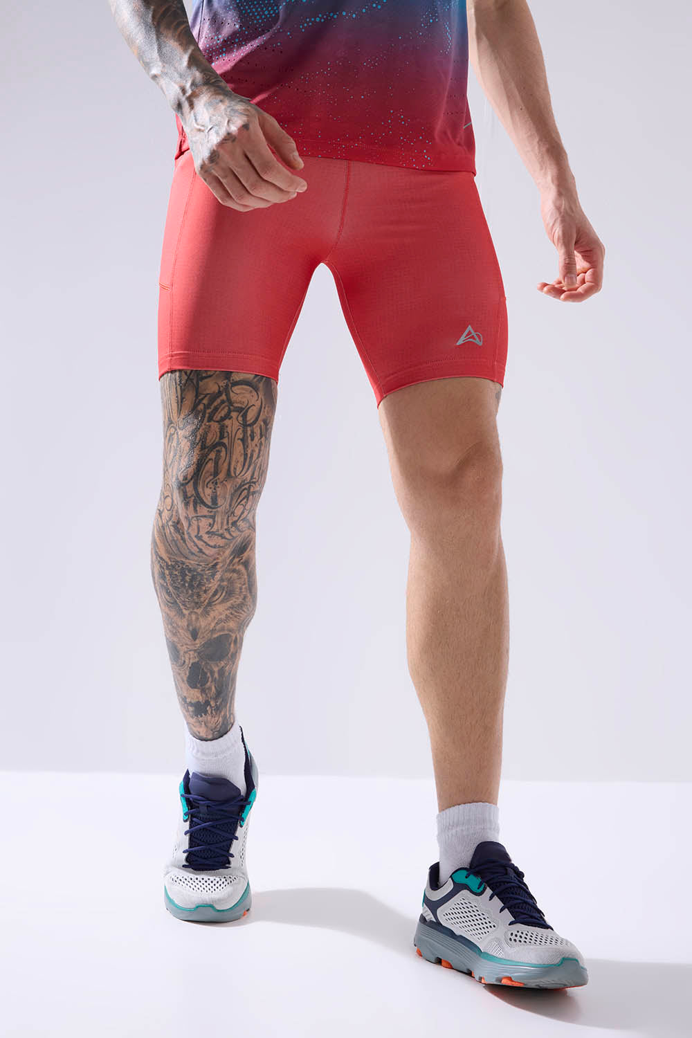 buy men 7 inch running half tights online #Color_Ignite Red Pr