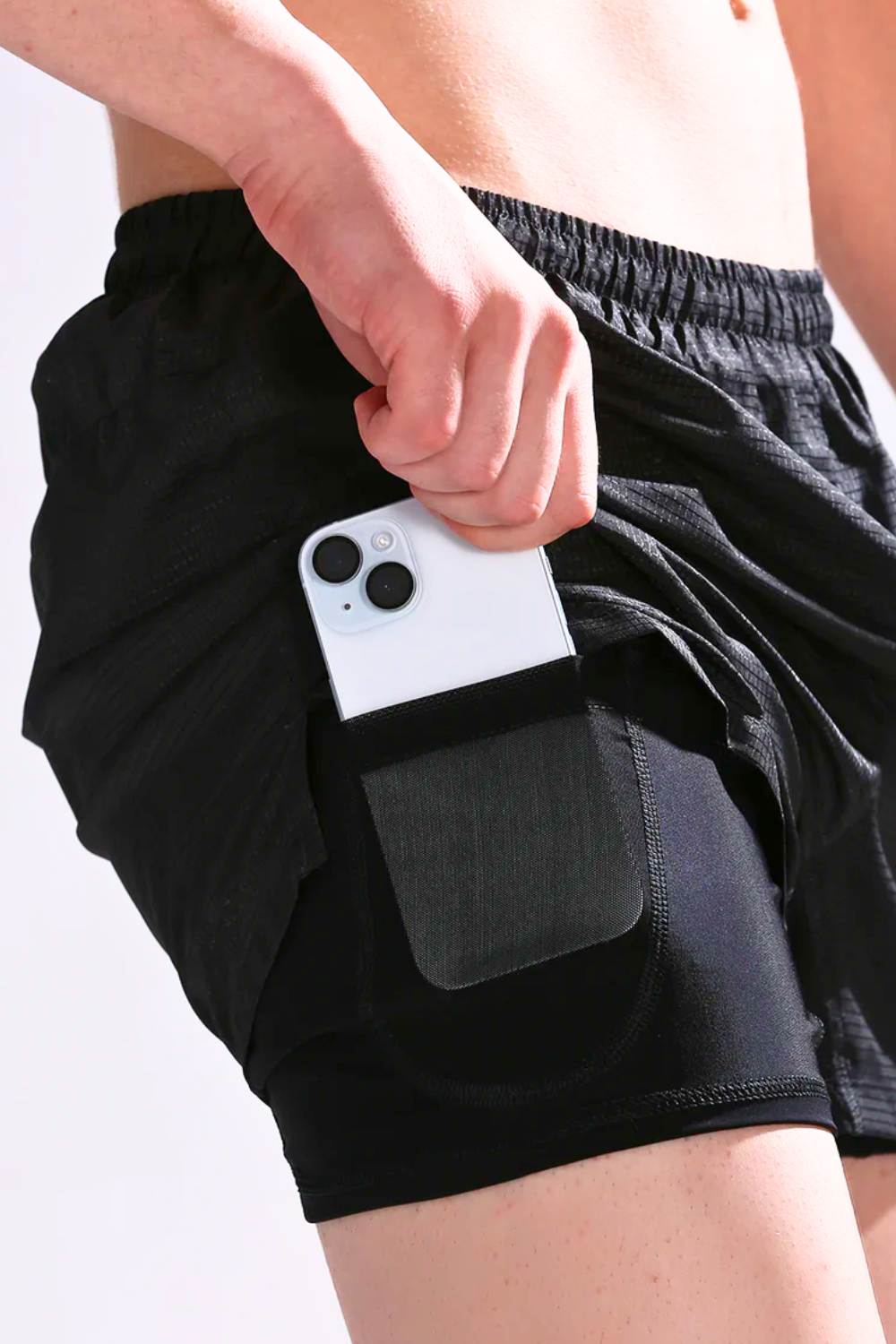 buy men running shorts 3.5 inches with inner lining #Color_Black