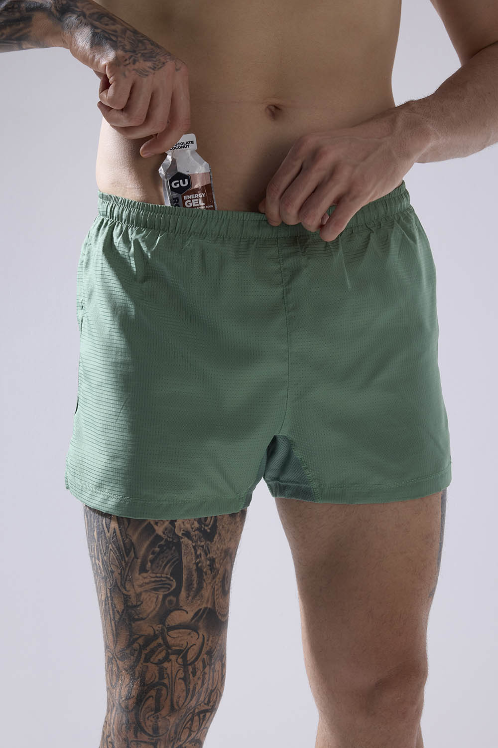 buy men running shorts 3.5 inches with inner lining #Color_Moss Green