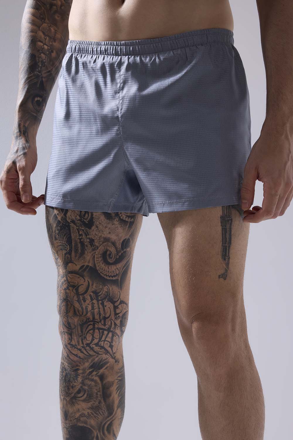 buy men running shorts 3.5 inches with inner lining #Color_Stone Grey