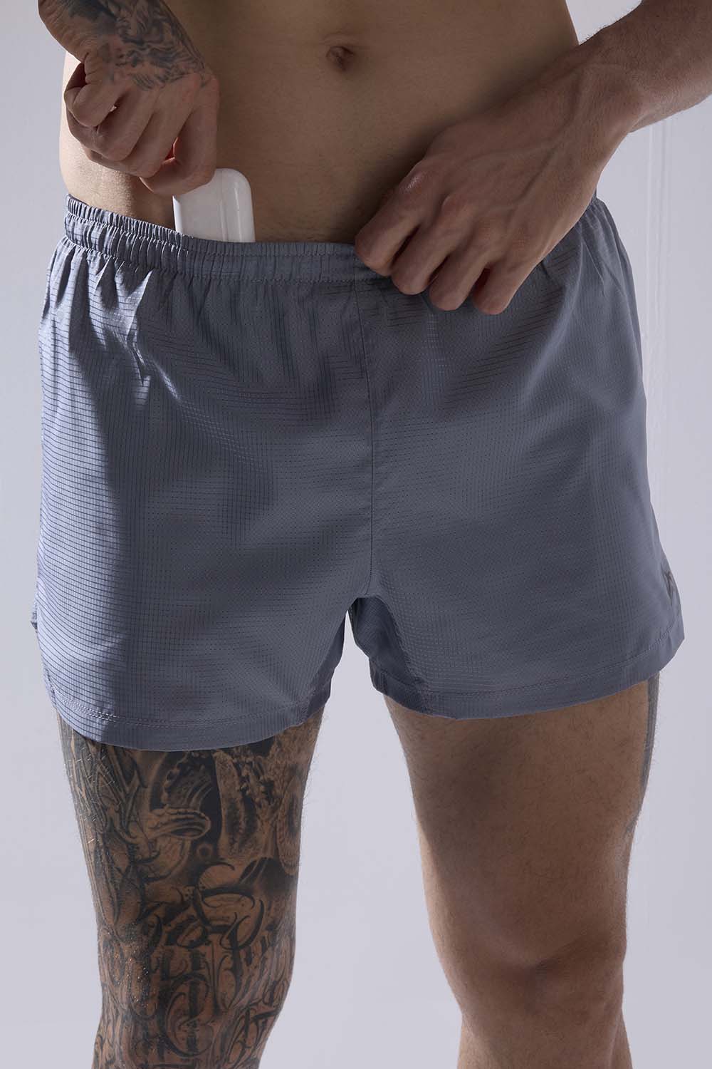 buy men running shorts 3.5 inches with inner lining #Color_Stone Grey