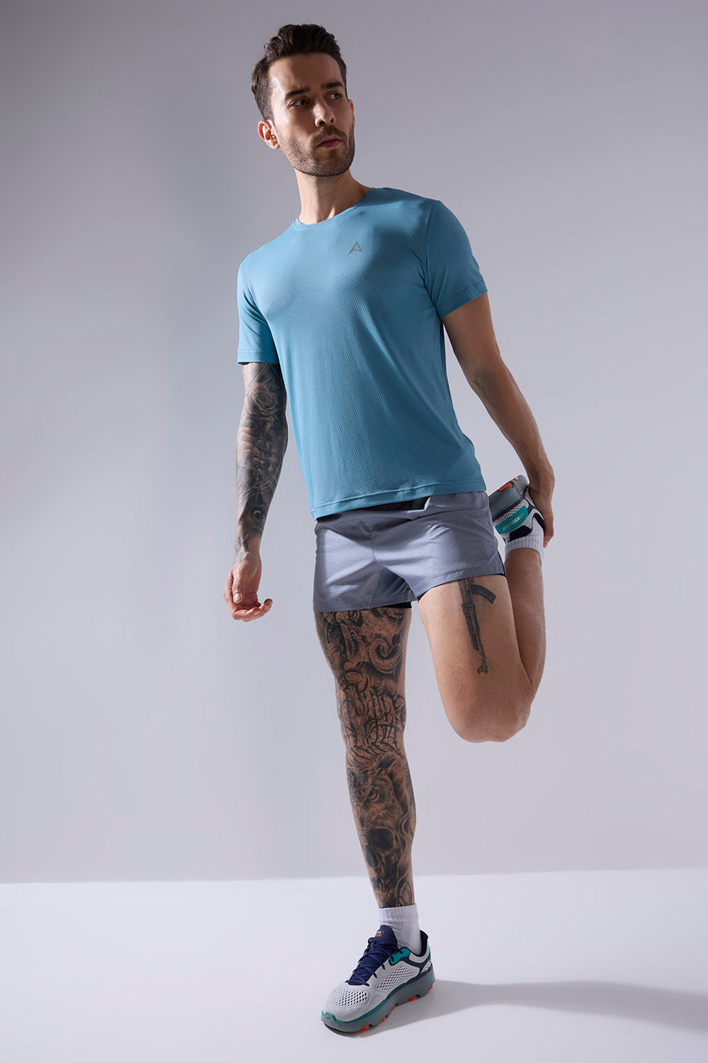 buy men running shorts 3.5 inches with inner lining #Color_Stone Grey