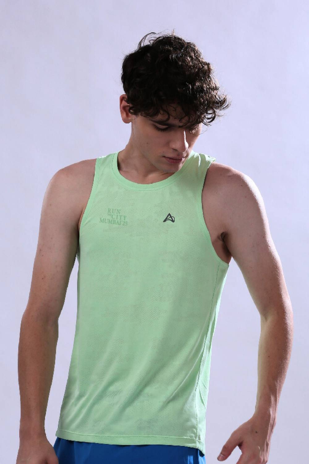 green colour race singlet for men #Color_Summer Green Pr