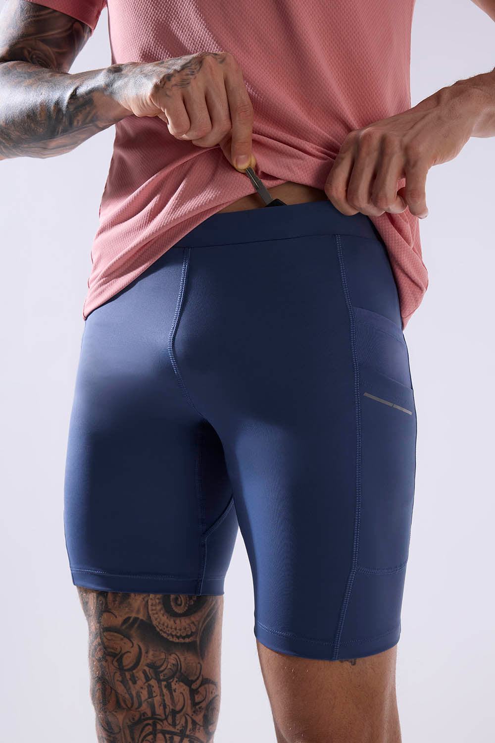 men running half tight with inner lining and multiple pockets #Color_Moonlight