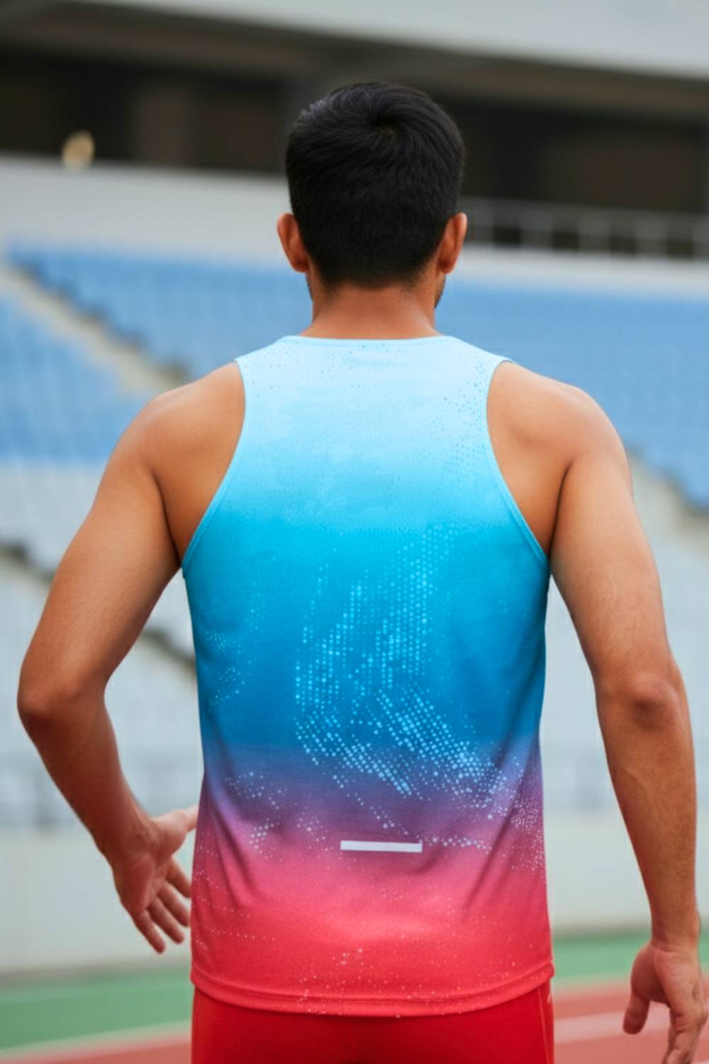 buy men running printed singlet online #Color_Glacier Flame Pr