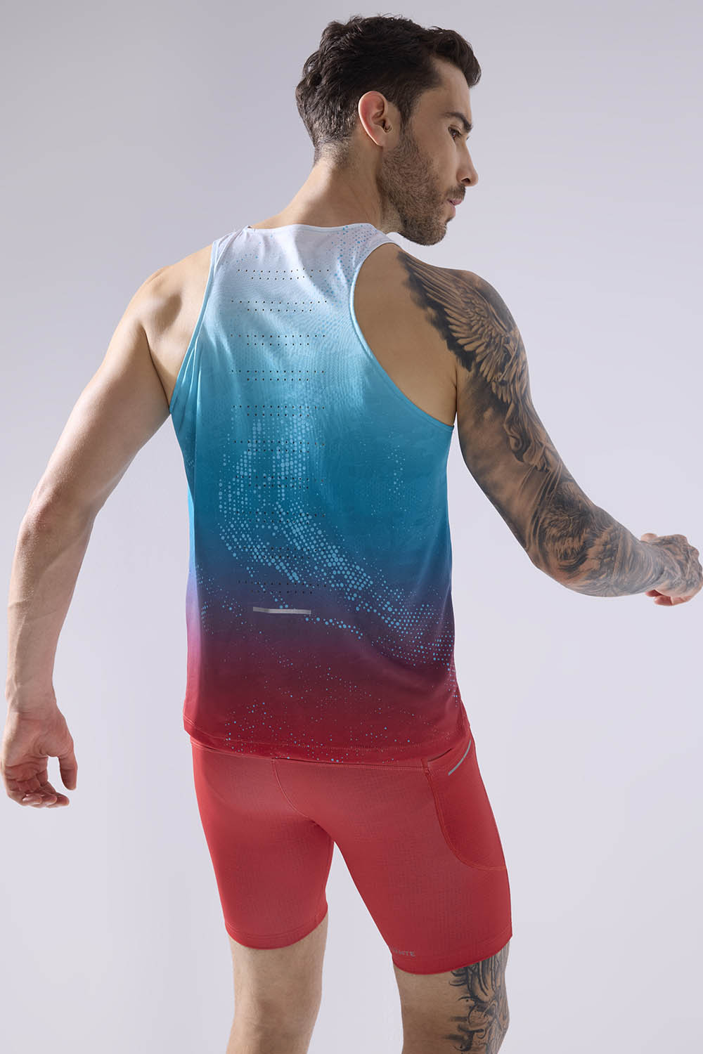 buy men running printed singlet online #Color_Glacier Flame Pr