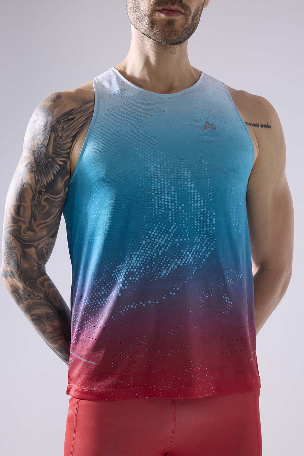 buy men running printed singlet online #Color_Glacier Flame Pr