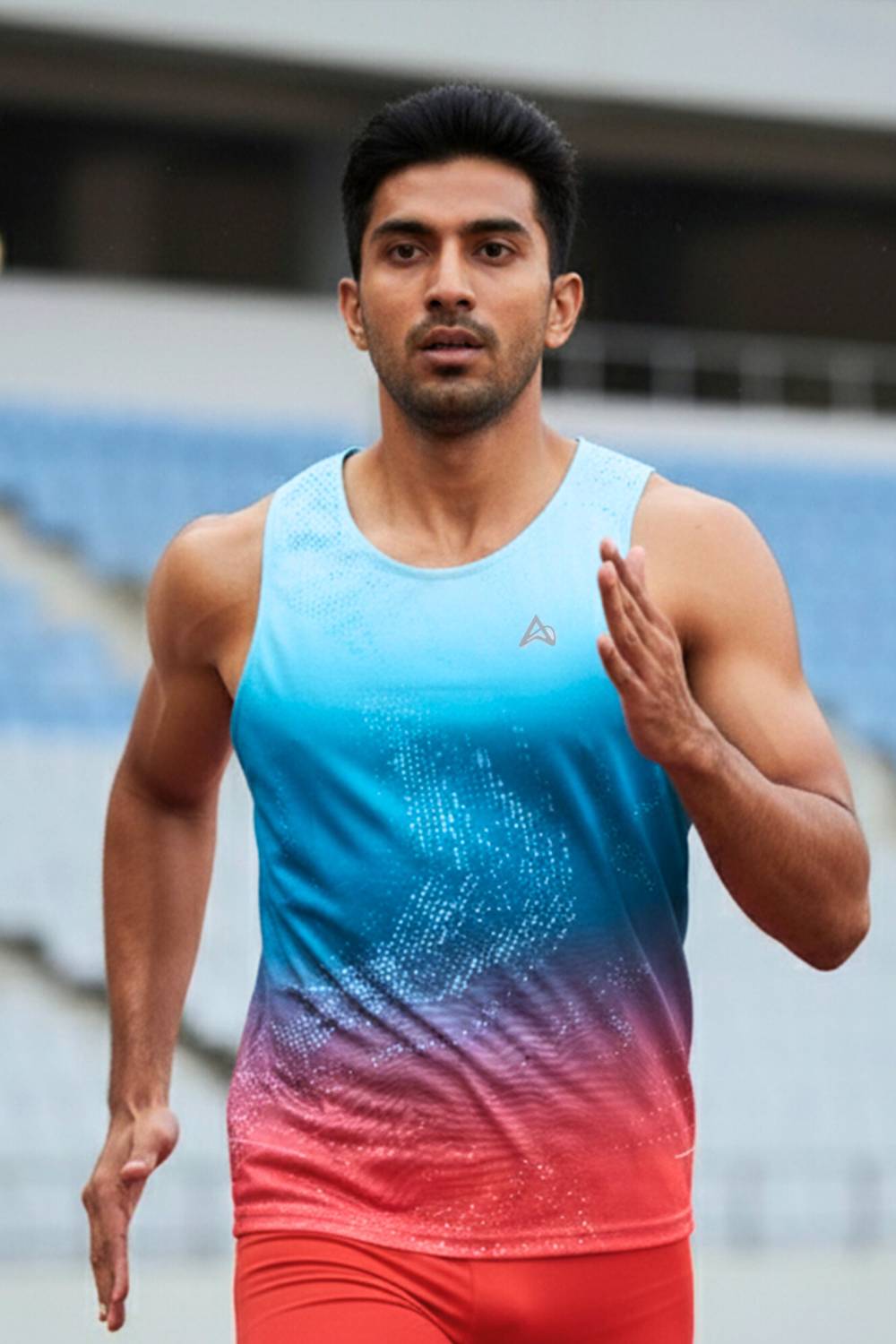 buy men running printed singlet online #Color_Glacier Flame Pr