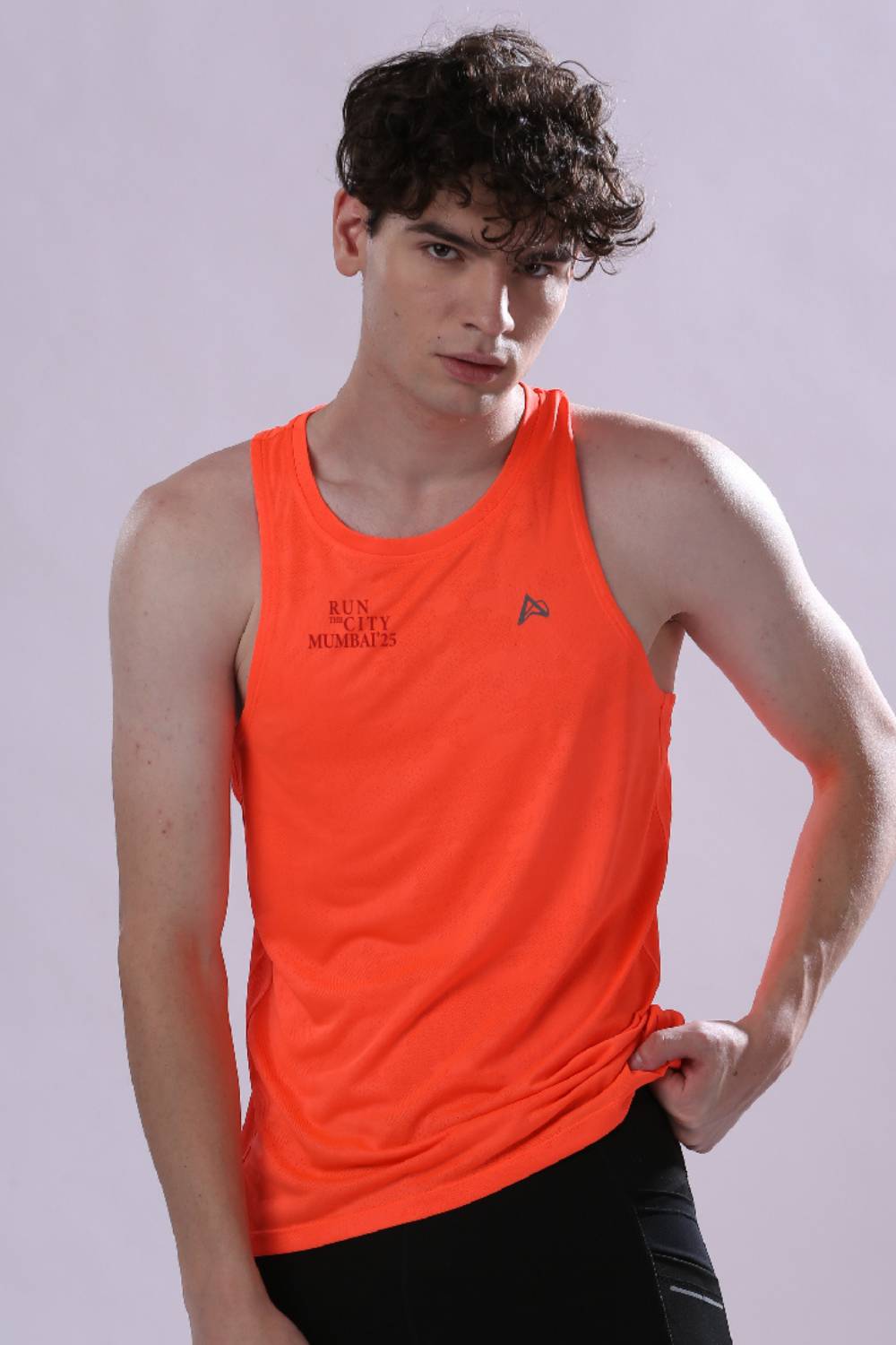 men running singlet online #Color_Neon Orange Pr