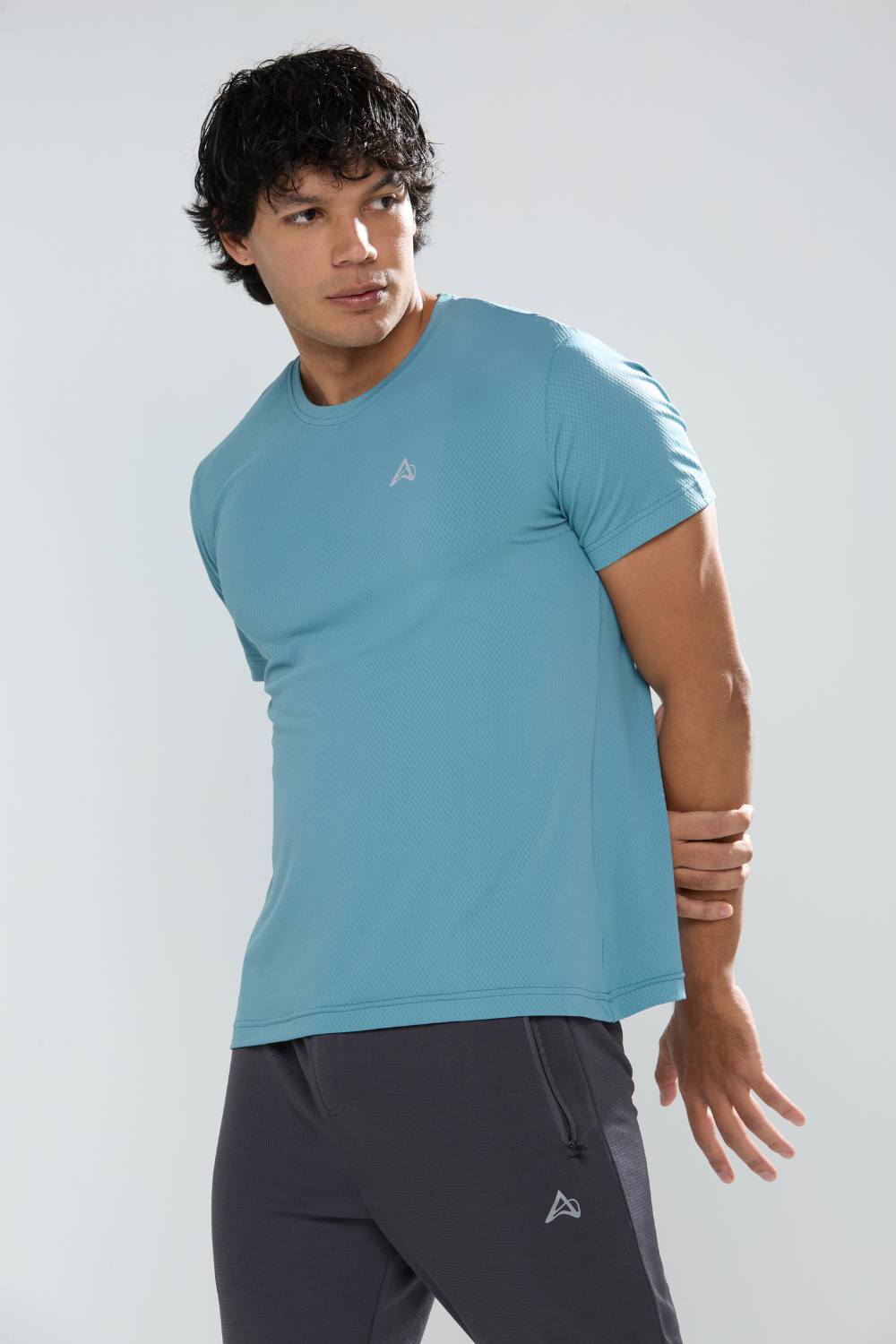 buy gym workout stretchable t-shirts for men #Color_Smoke Blue