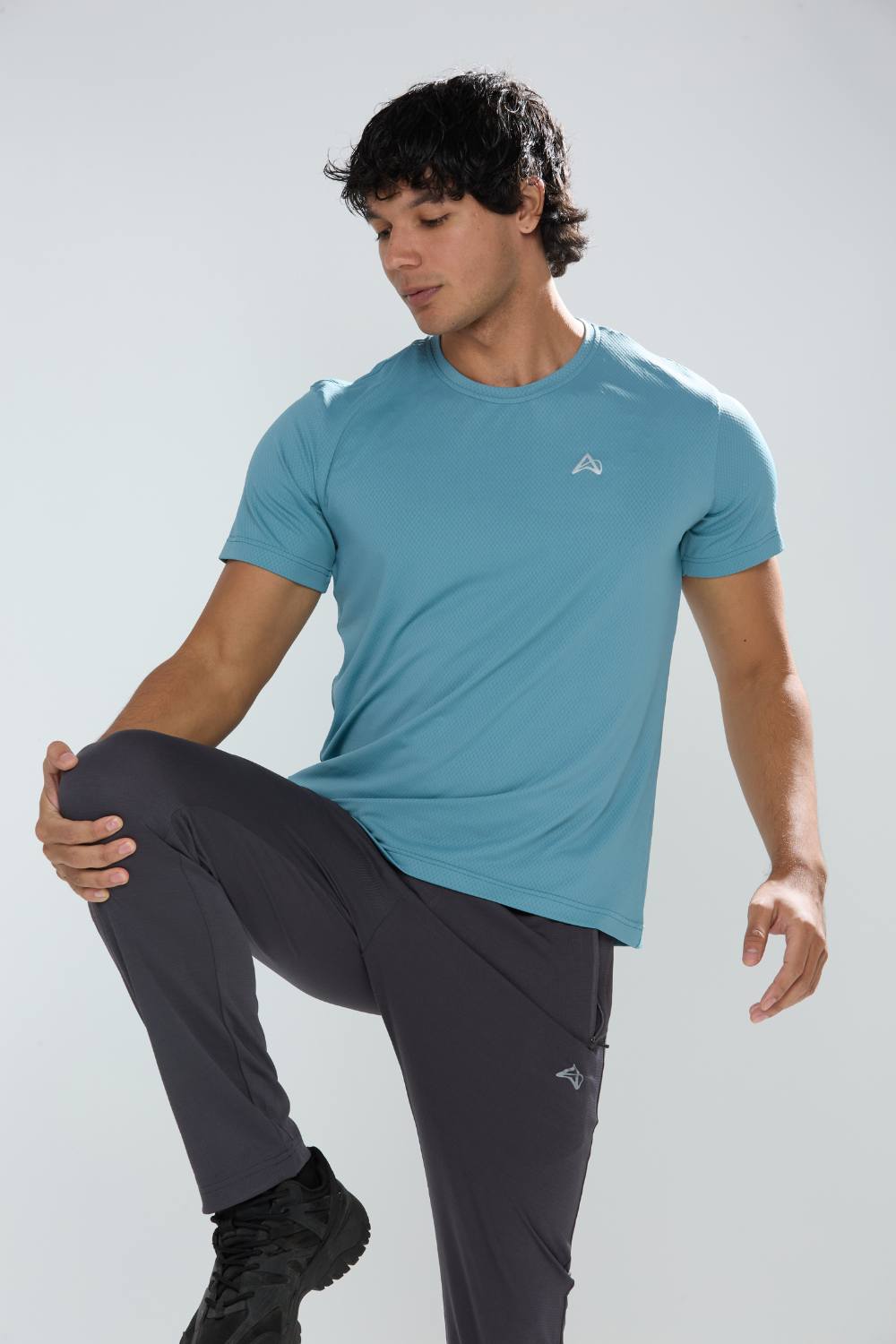buy gym workout stretchable t-shirts for men #Color_Smoke Blue