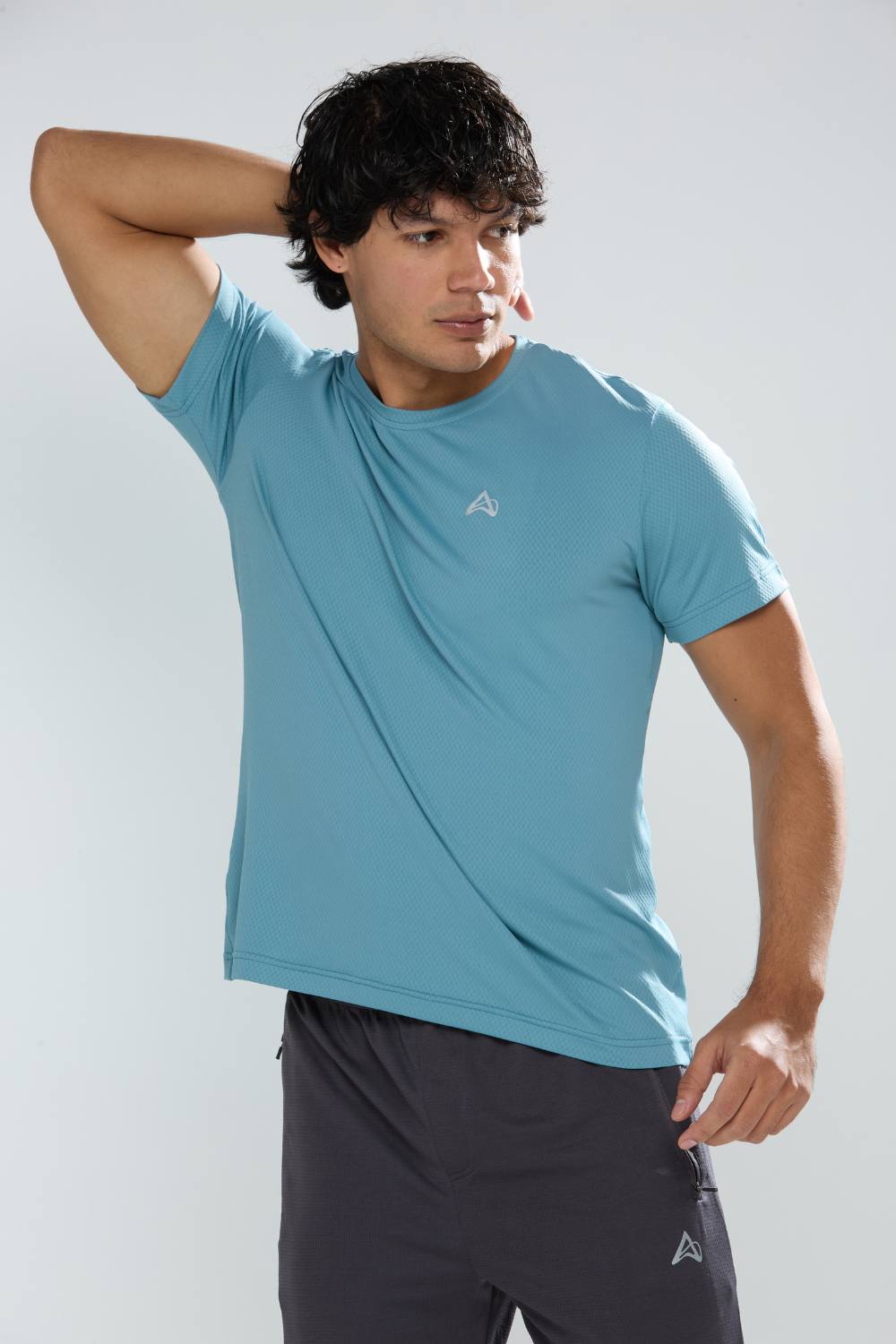 buy gym workout stretchable t-shirts for men #Color_Smoke Blue