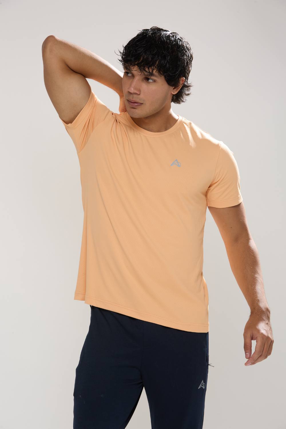buy gym workout stretchable t-shirts for men #Color_Salmon