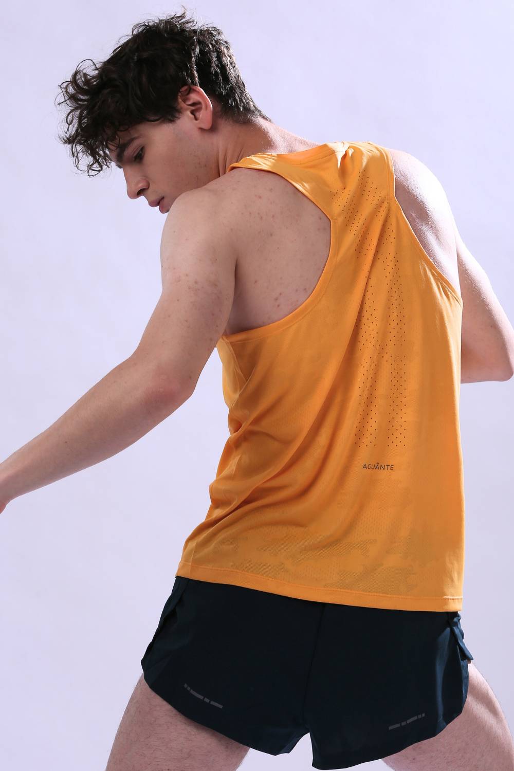 High-performance men’s running singlet with quick-dry fabric #Color_Citrus