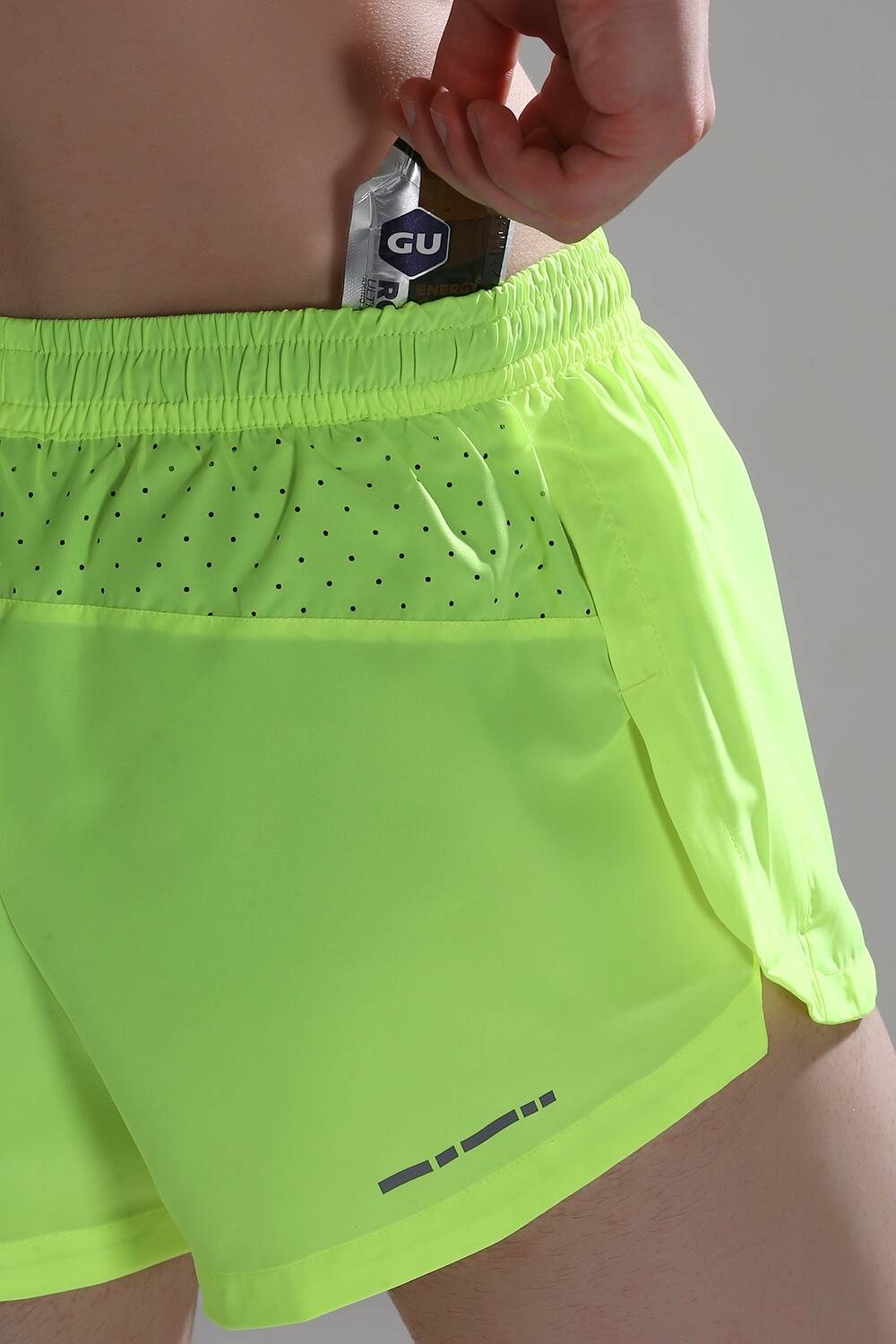 mens split running shorts #Color_Neon Yellow